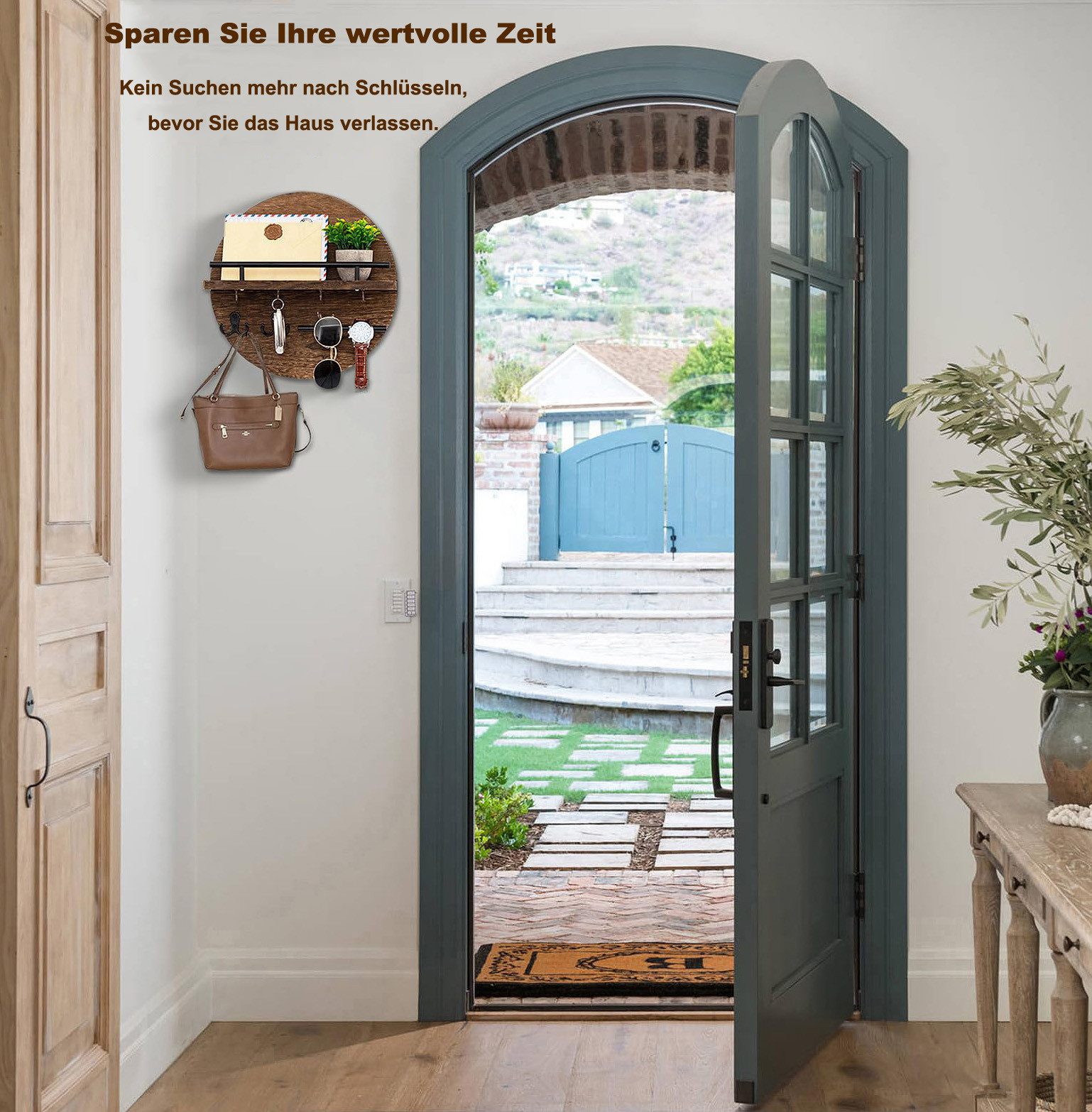 Coonoor Schlüsselbrett mit Regal und Haken, Wandmontierter Postorganizer im günstig online kaufen