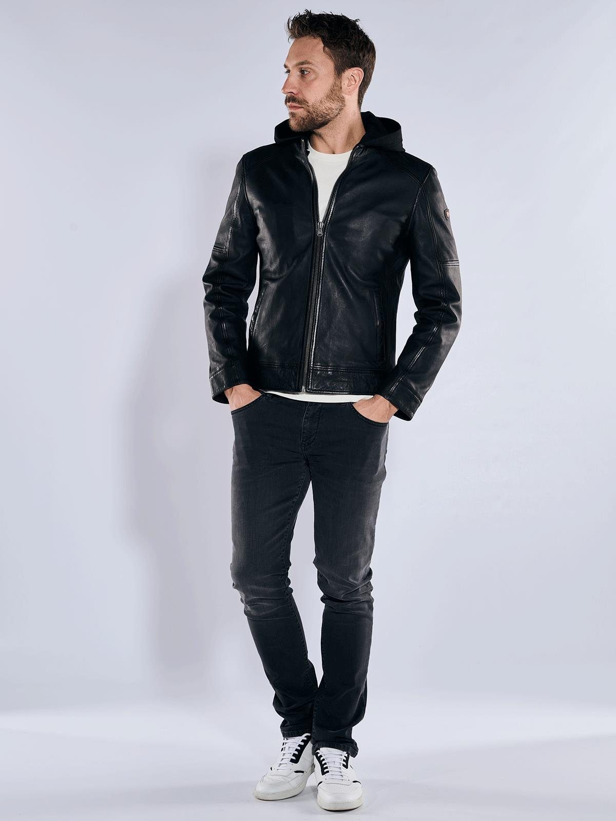 emilio adani Lederjacke Herren Lederjacke, Schwarz