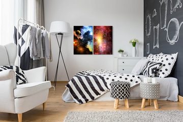 Sinus Art Leinwandbild 2 Bilder je 60x90cm Nebula Planeten Universum Weltraum Galaxie Malerisch Fantasie