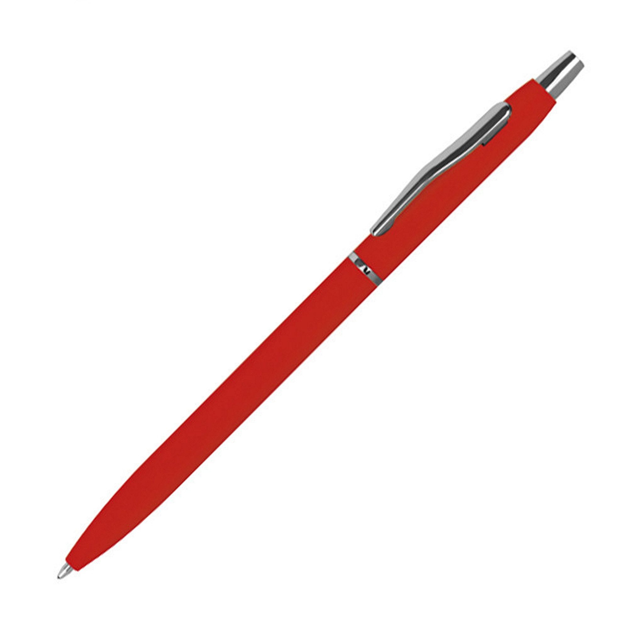Livepac Office Kugelschreiber 10 Kugelschreiber / aus Metall / gummiert / Farbe: rot