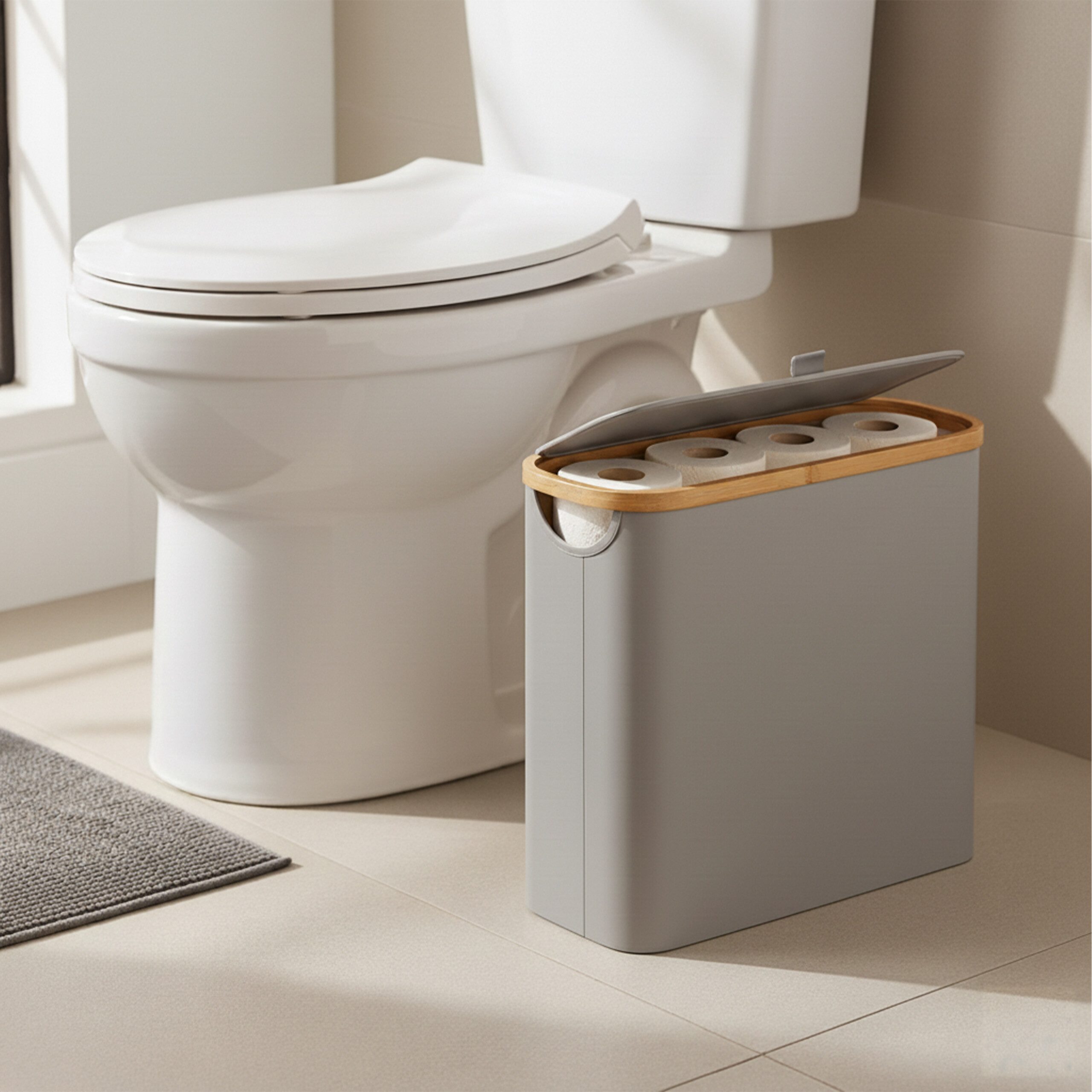 relaxdays Toiletten-Ersatzrollenhalter Toilettenpapier Aufbewahrung 12 Rollen (1-St), grau – Bild 5 von 5