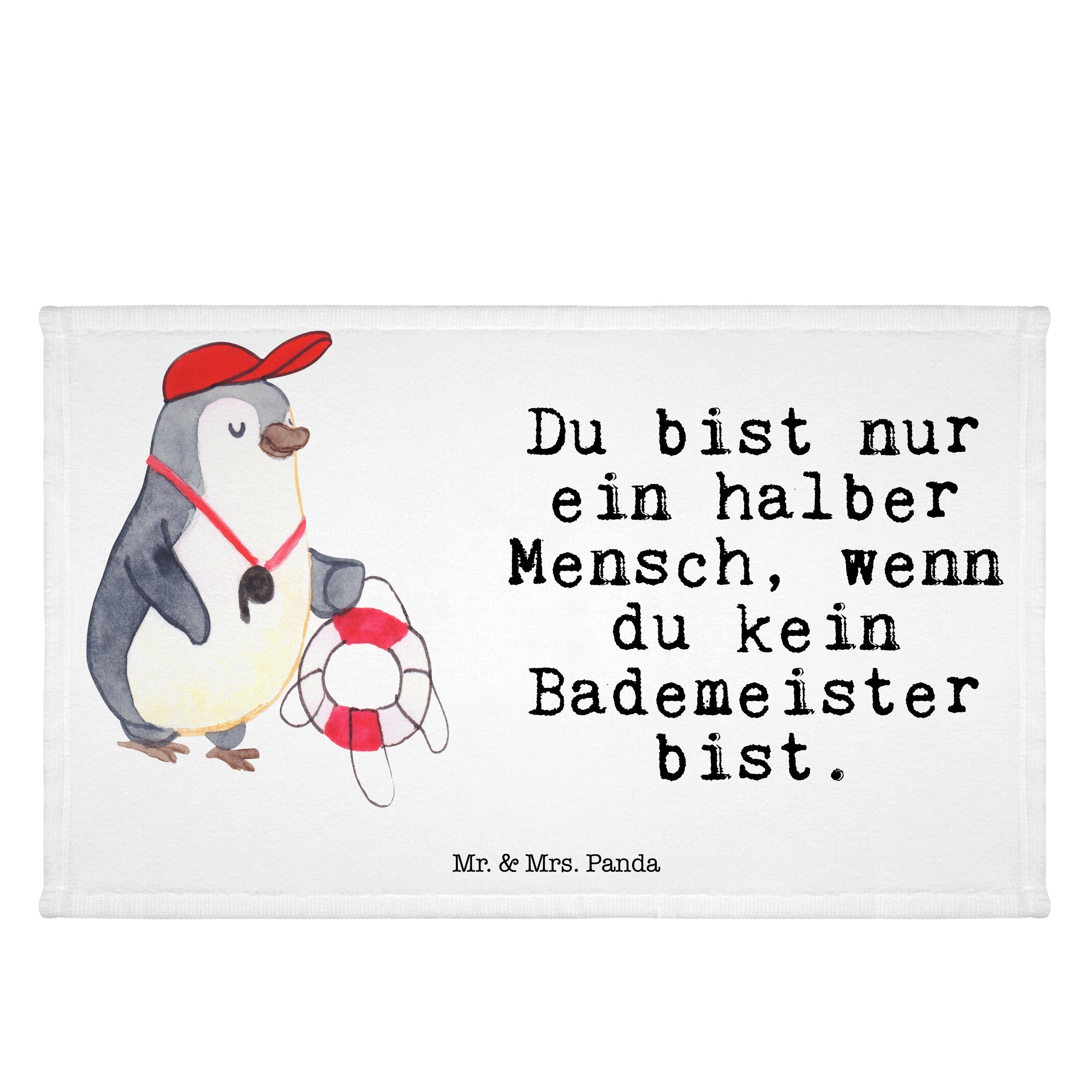 Mr. & Mrs. Panda Handtuch Bademeister mit Herz - Weiß - Geschenk, Frottier, Arbeitskollege, Sch, (1-St)