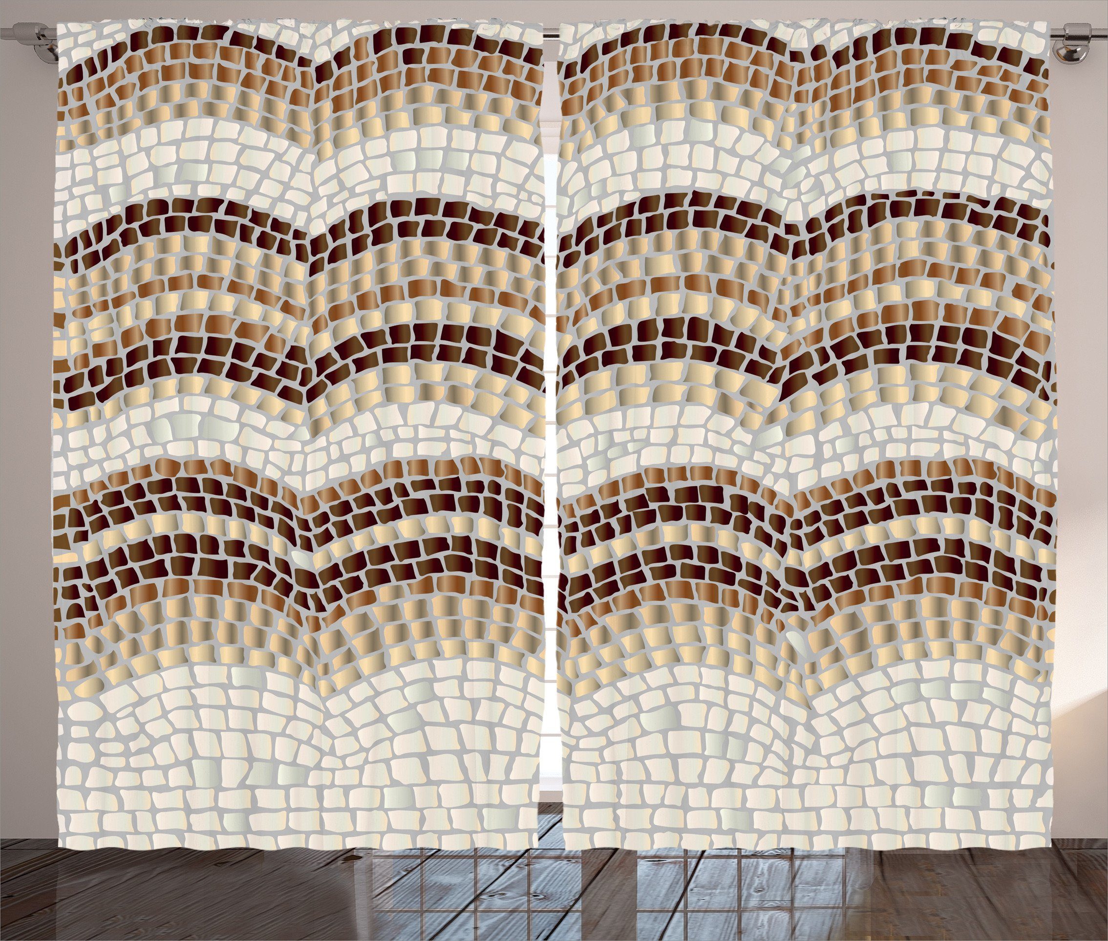 Gardine Schlafzimmer Jahrgang Kräuselband Antike Vorhang Mosaik-Effekt Haken, Abakuhaus, Schlaufen mit und
