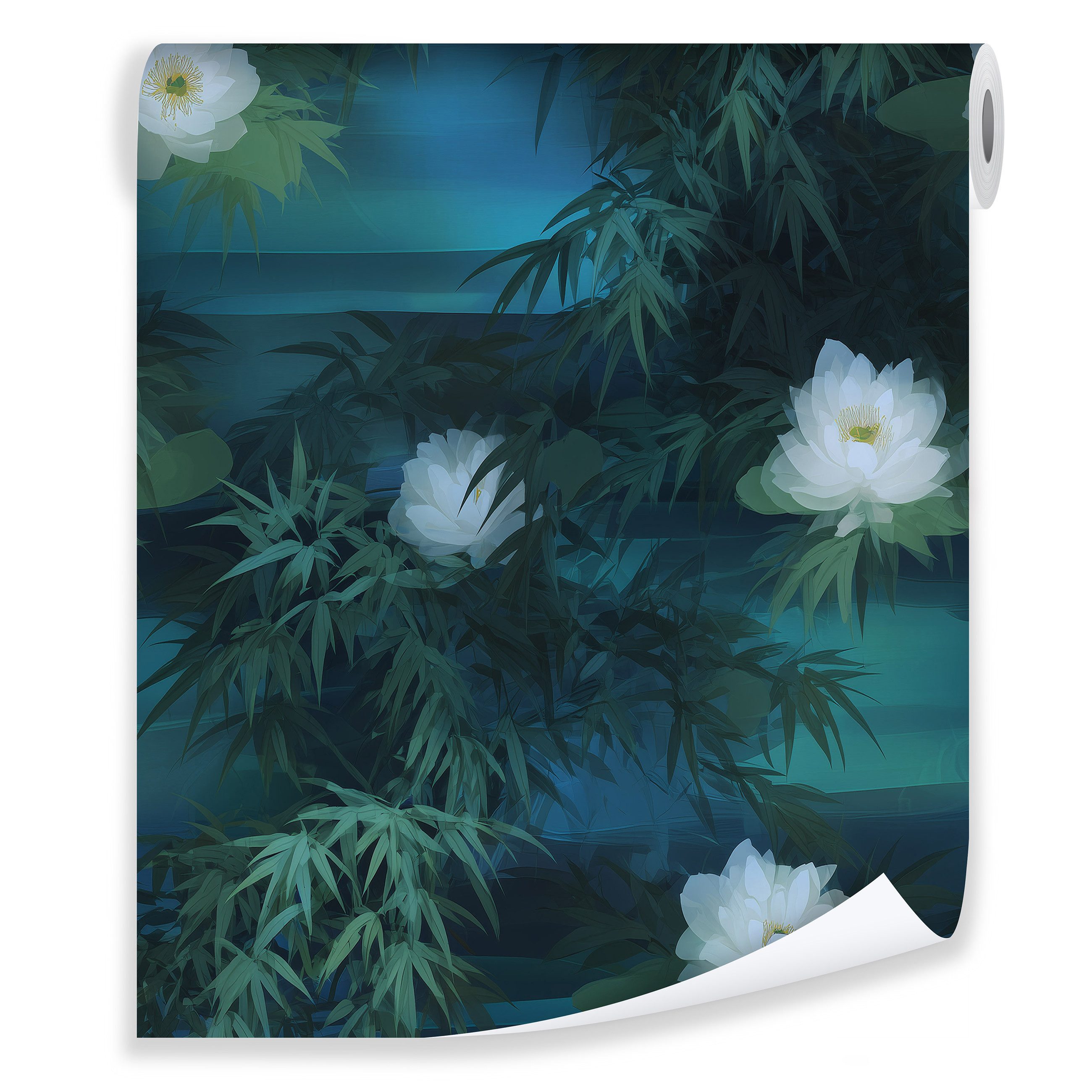 Vliestapete Grün Blätter Blumen Abstrakt Wohnzimmer Schlafzimmer Tapete 3D Effekt