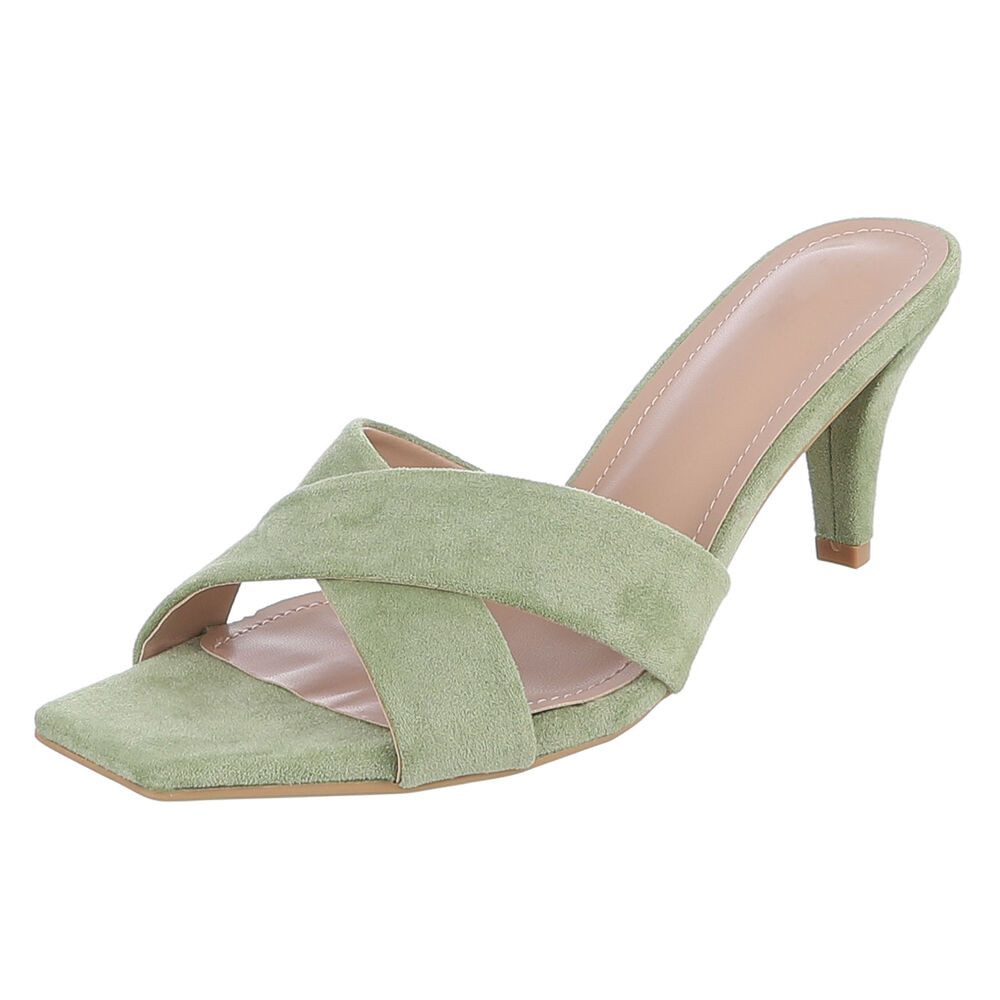 Ital-Design Damen Mules Pumps mit Stilettoabsatz und Riemen Pantolette (91895837) Pfennig-/Stilettoabsatz Sandalen & Sandaletten in Hellgrün