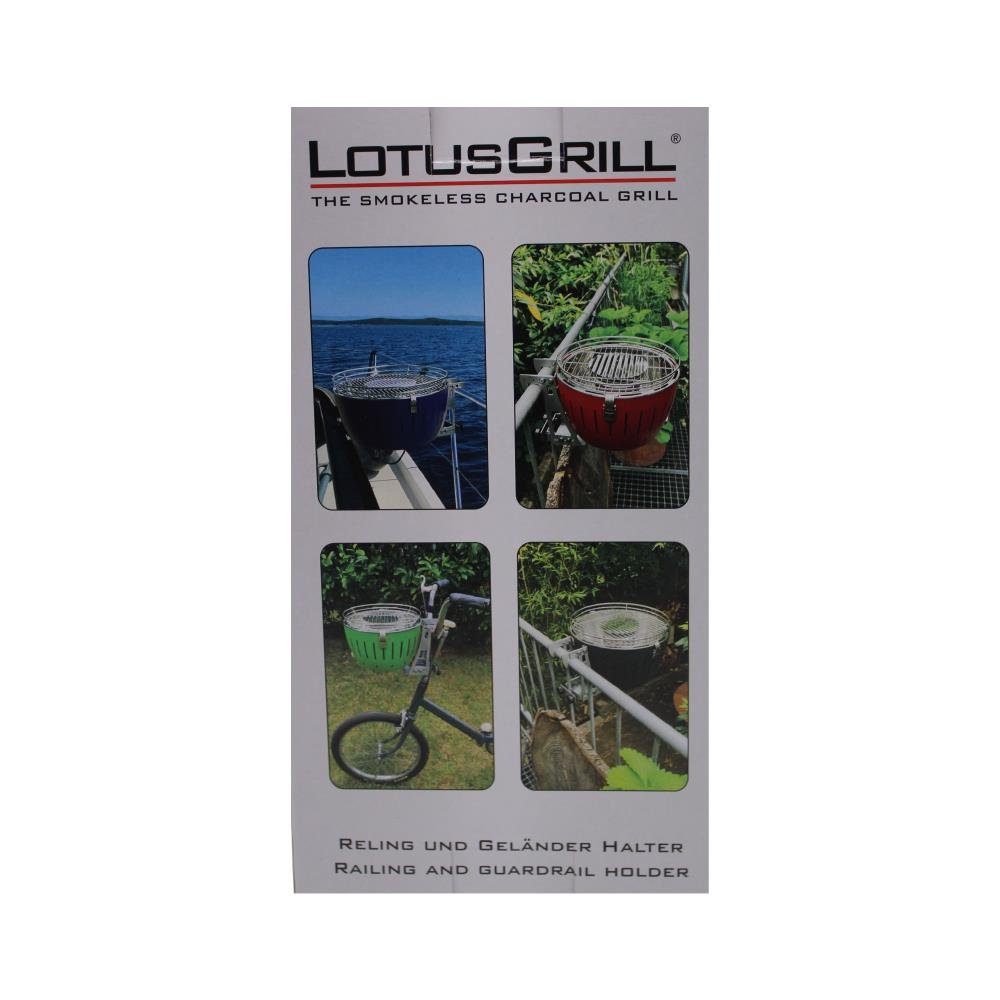 LotusGrill Grillpfanne LotusGrill Reling Halter Geländer und Trägerpfostenhalter Modelle: für
