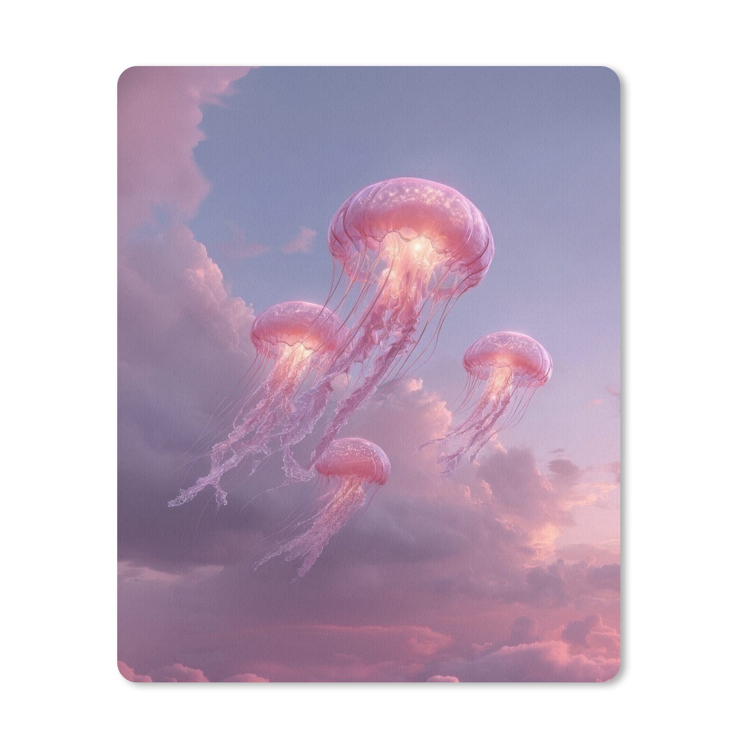MuchoWow Mauspad Qualle - Rosa - Wolken (1-St), Gaming, Mousepad Klein, Büro Zubehör, Mausunterlage, 19x23 cm