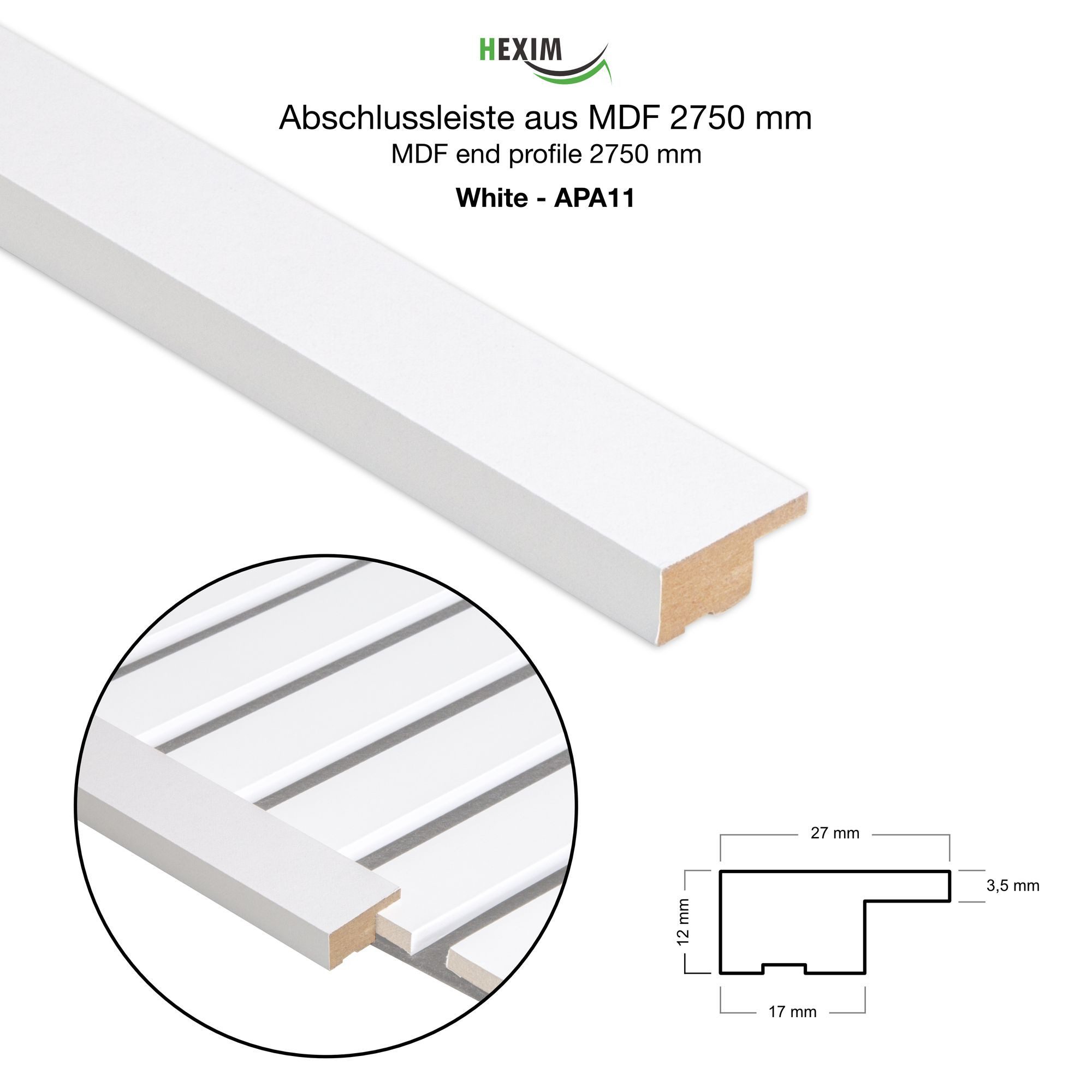 Hexim Wanddekoobjekt APA11 (Abschlussleiste 275x2,7cm passend für unsere Ak günstig online kaufen