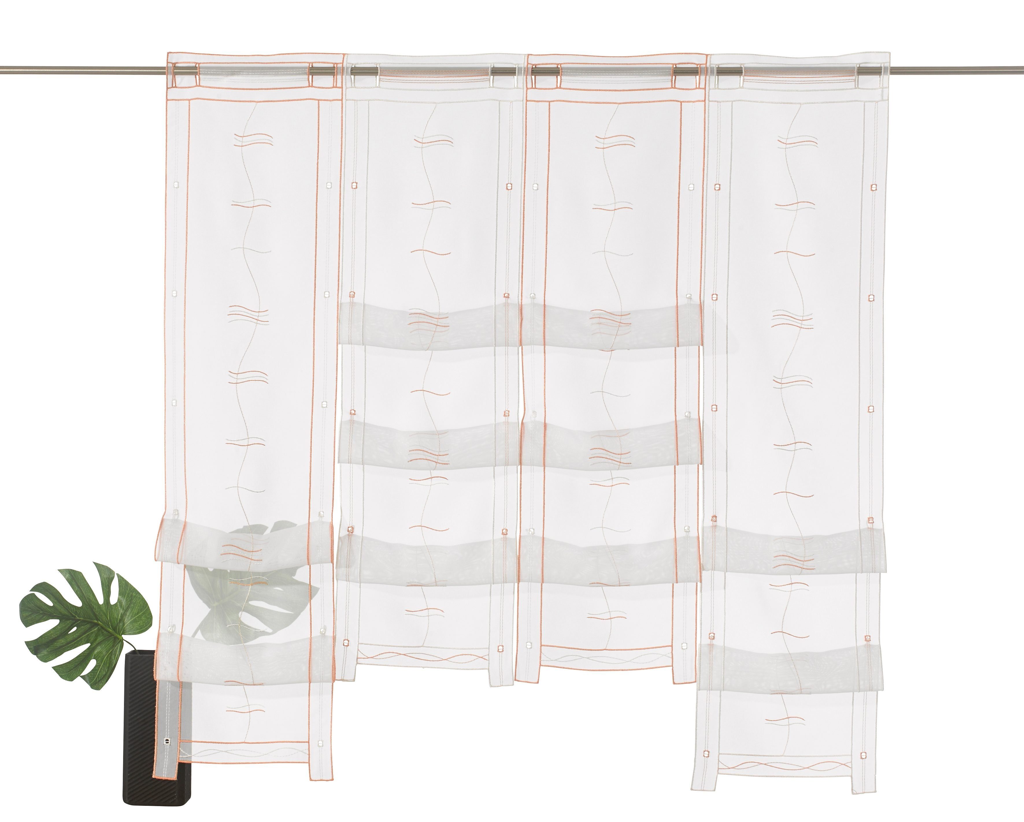 Weckbrodt Scheibengardine Selina (1 St), Stangendurchzug, transparent, Voile, Hochraff, Gardine, Voile, echte Stickerei, transparent, Store
