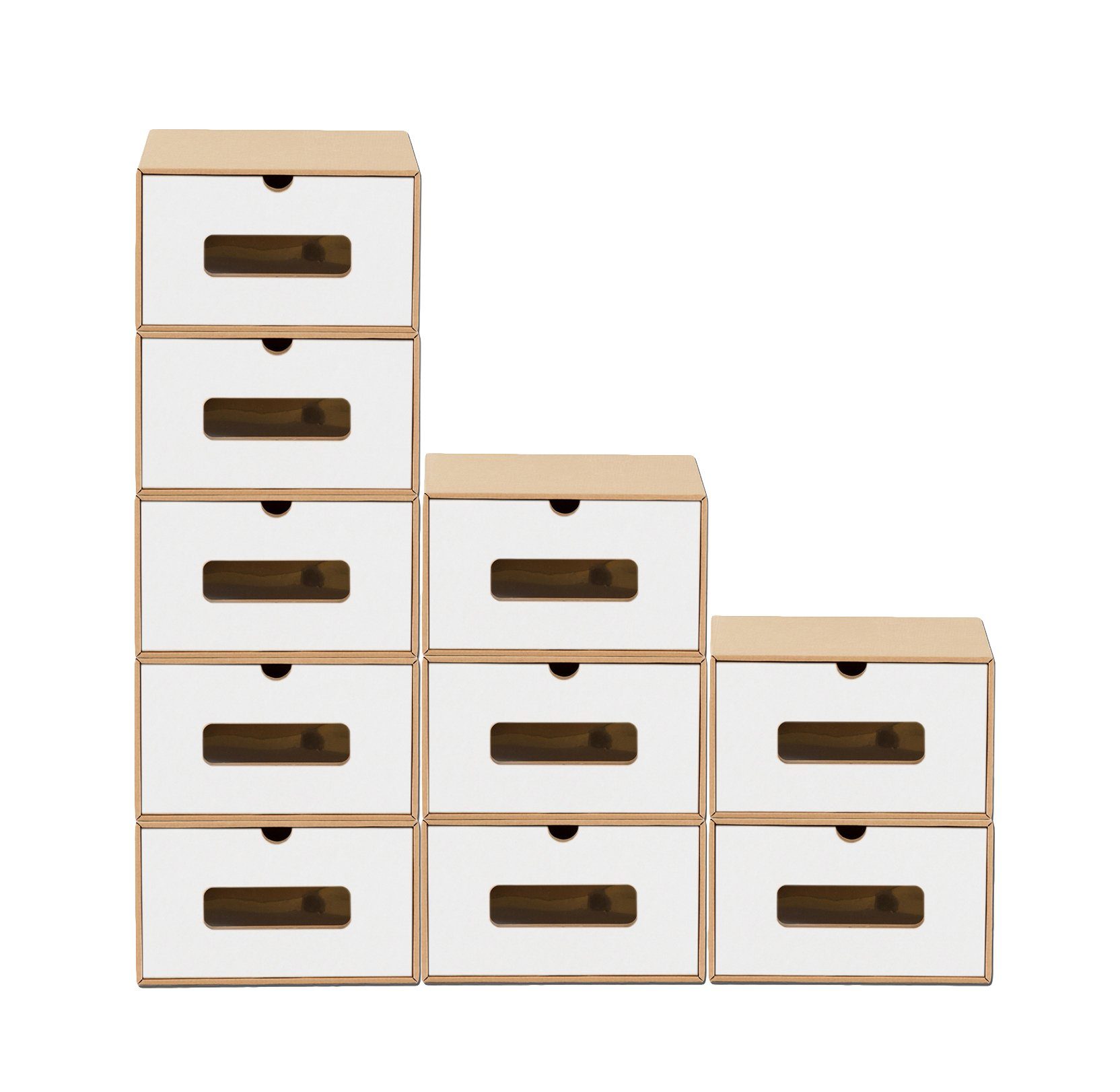 BigDean Schuhbox 10 Boxen stapelbar mit Sichtfenster & Schublade Schuhe Spielzeug etc. (10 St)