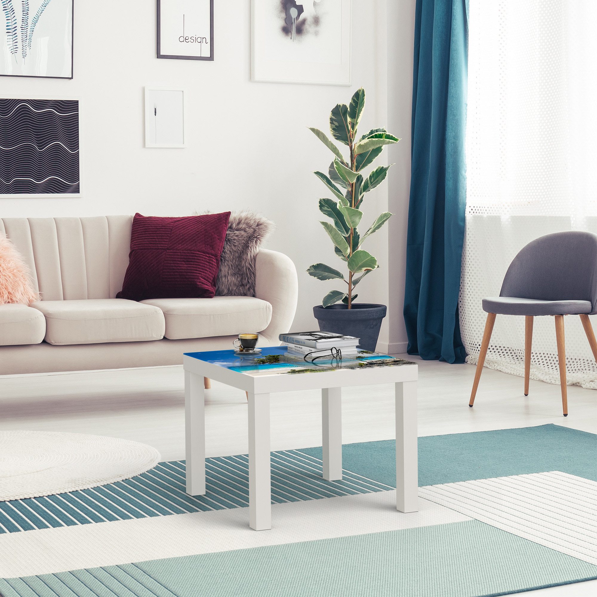 DEQORI Couchtisch 'Tropenparadies', Glas Beistelltisch Glastisch modern