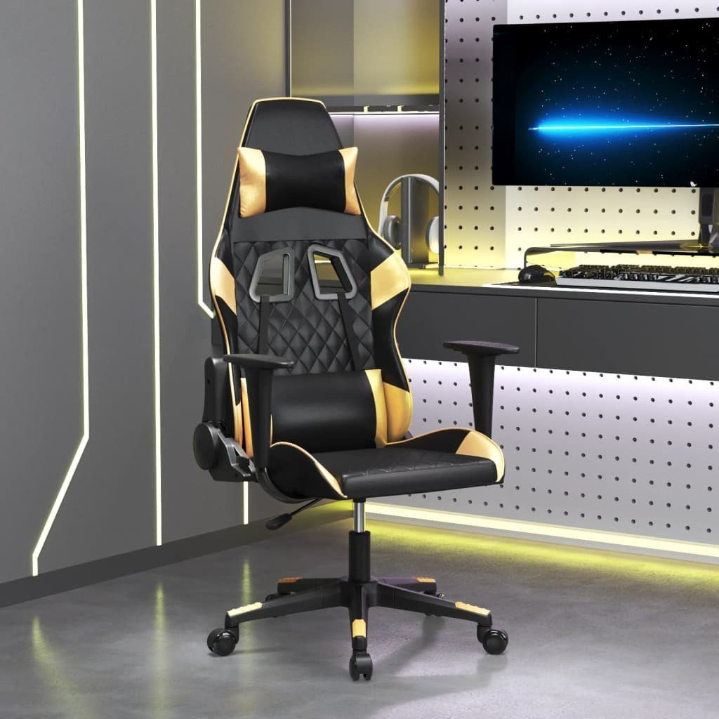 furnicato Gaming-Stuhl Kunstleder Schwarz Gold 64x60x(117-127) cm (1 St)