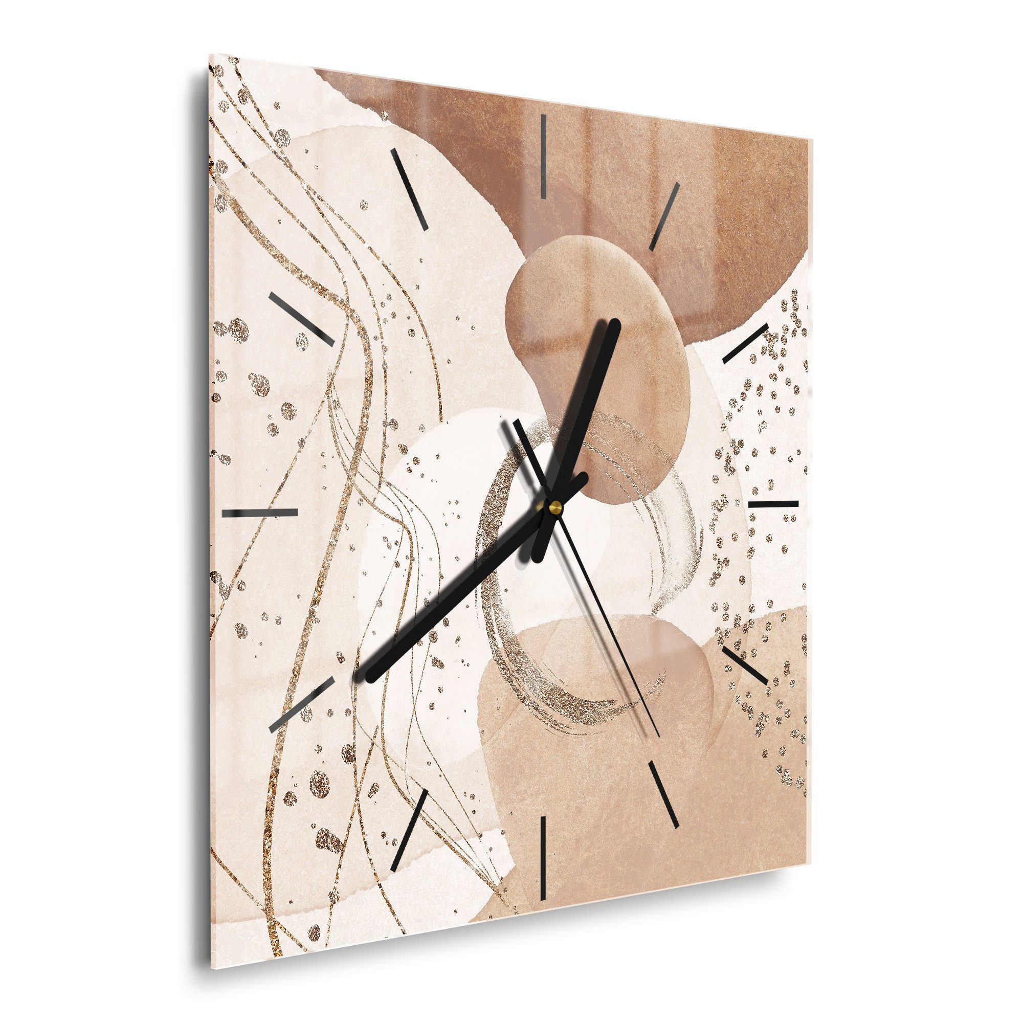 DEQORI Wanduhr 'Erdfarbene Eleganz' (Glas Glasuhr günstig online kaufen