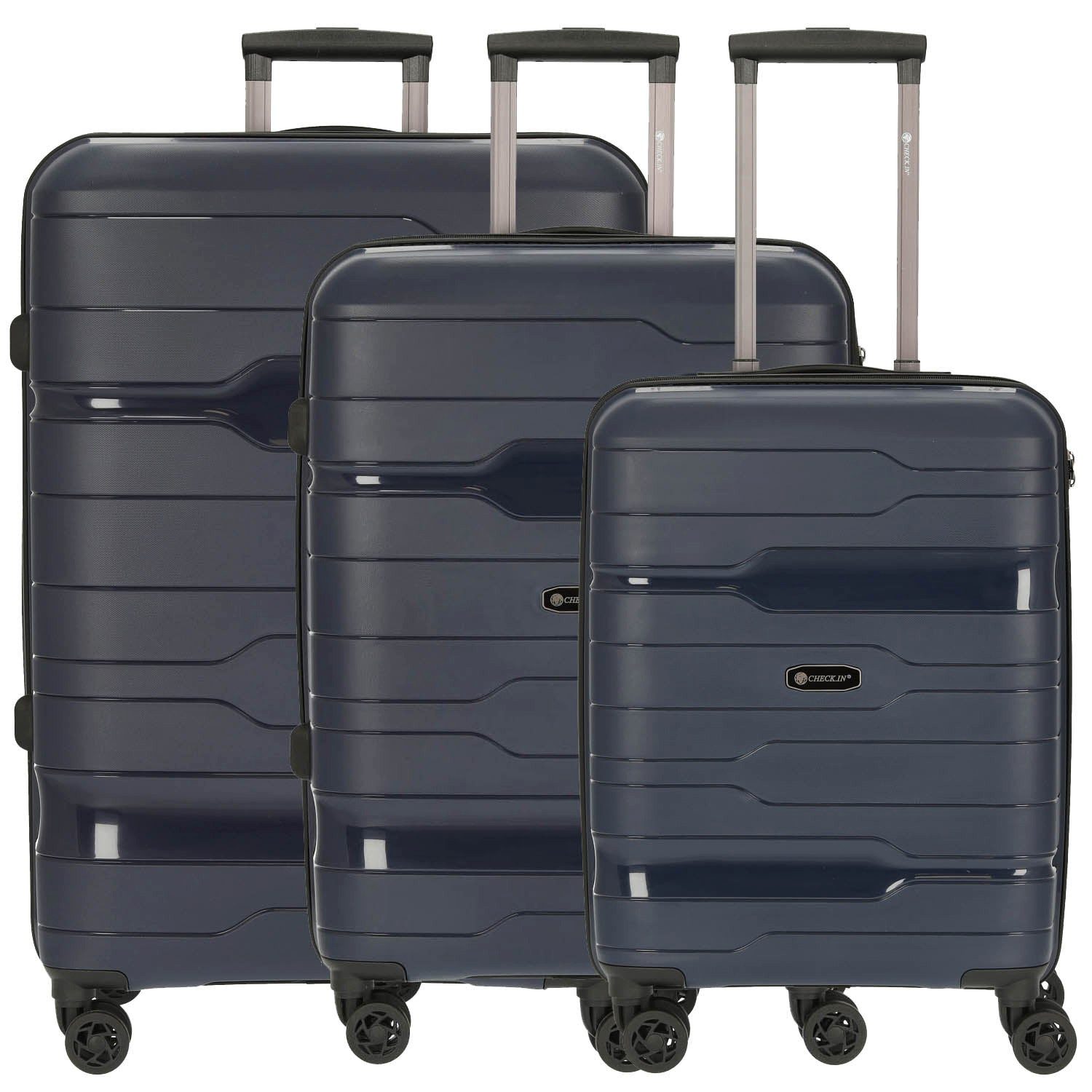 CHECK.IN® Kofferset Memphis Trolley-Set 3tlg. (blau), 4 Rollen