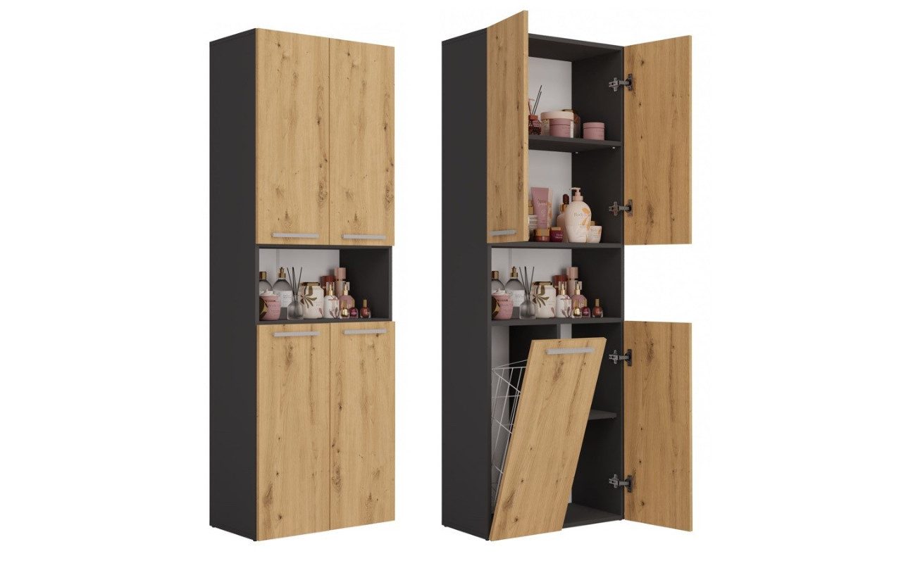 ibonto Hochschrank Badezimmerhochschrank Platzsparendes Aufbewahrungswunder günstig online kaufen