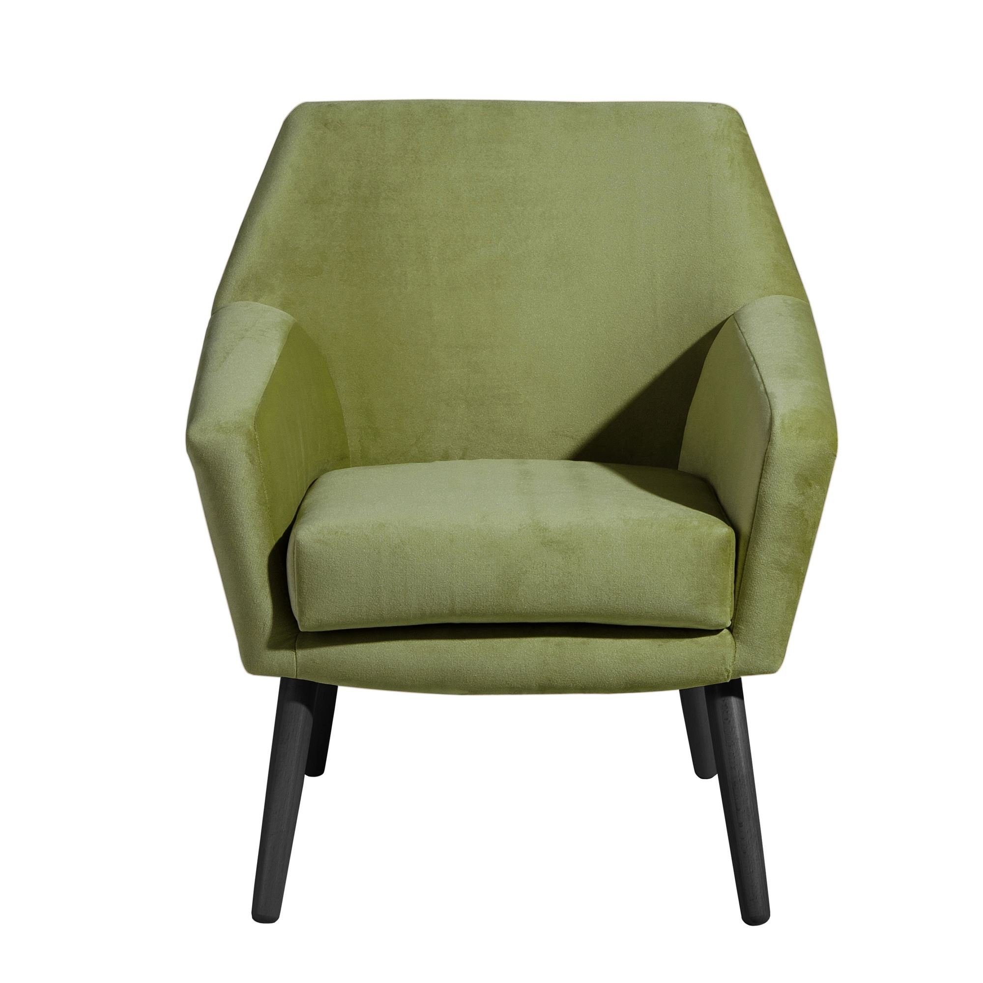 Sessel 1-St), Bezug inkl. Buche Kessel / 21060 Versand, schwarz Sessel Kostenlosem oliv 58 hochwertig Sitz Samtvelour verarbeitet,bequemer aufm (Sparpreis Kachka