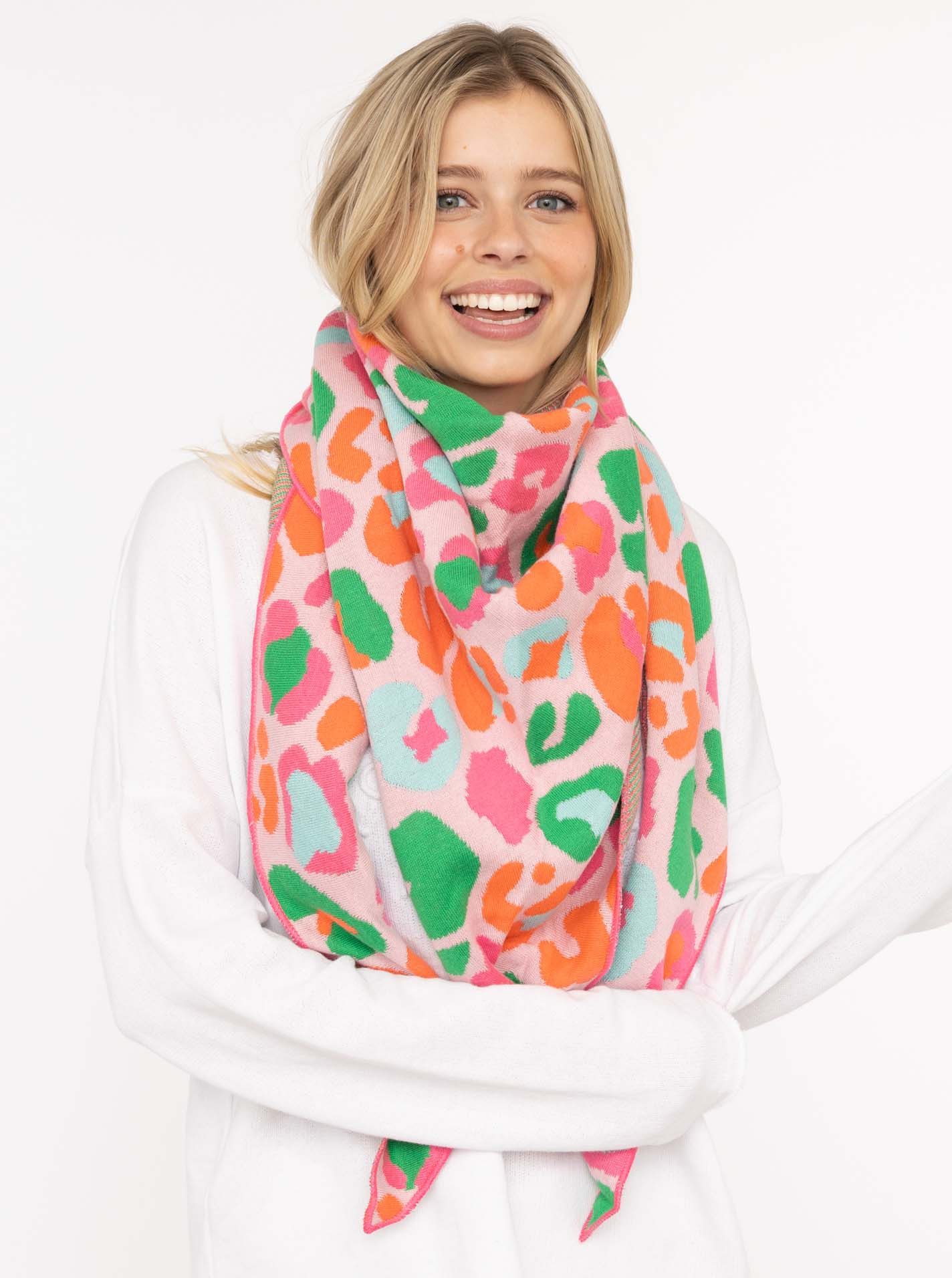 Zwillingsherz Dreieckstuch "Leo Bunt", buntes Tuch im Leolook in Neon, Fein günstig online kaufen