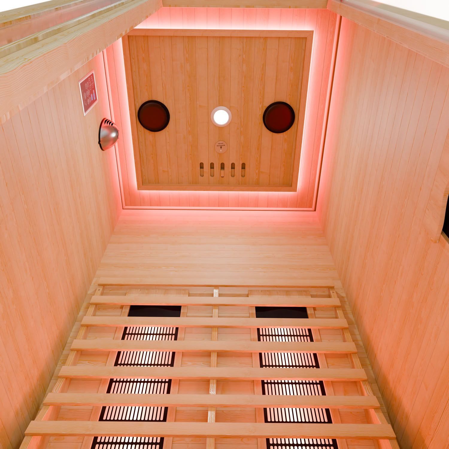 Artsauna Infrarotkabine Nyborg S90V, für 1 Personen, Hemlockholz, HiFi-System, Ionisator, LED-Farblicht – Bild 4 von 5