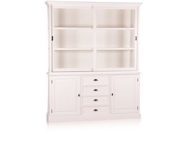 Casa Padrino Stauraumschrank Landhausstil Wandschrank Antik Weiß mit 2 Türen und 4 Schubladen 185 x 43 x H. 225 cm - Landhausstil Möbel