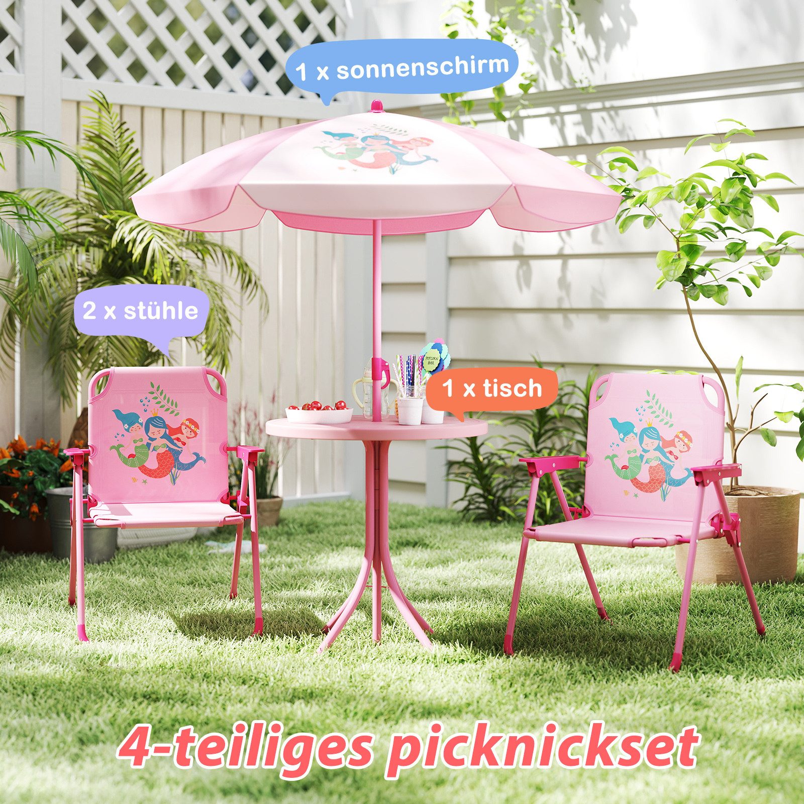 COSTWAY Garten-Kindersitzgruppe, (4-tlg), mit 2 stühlen günstig online kaufen