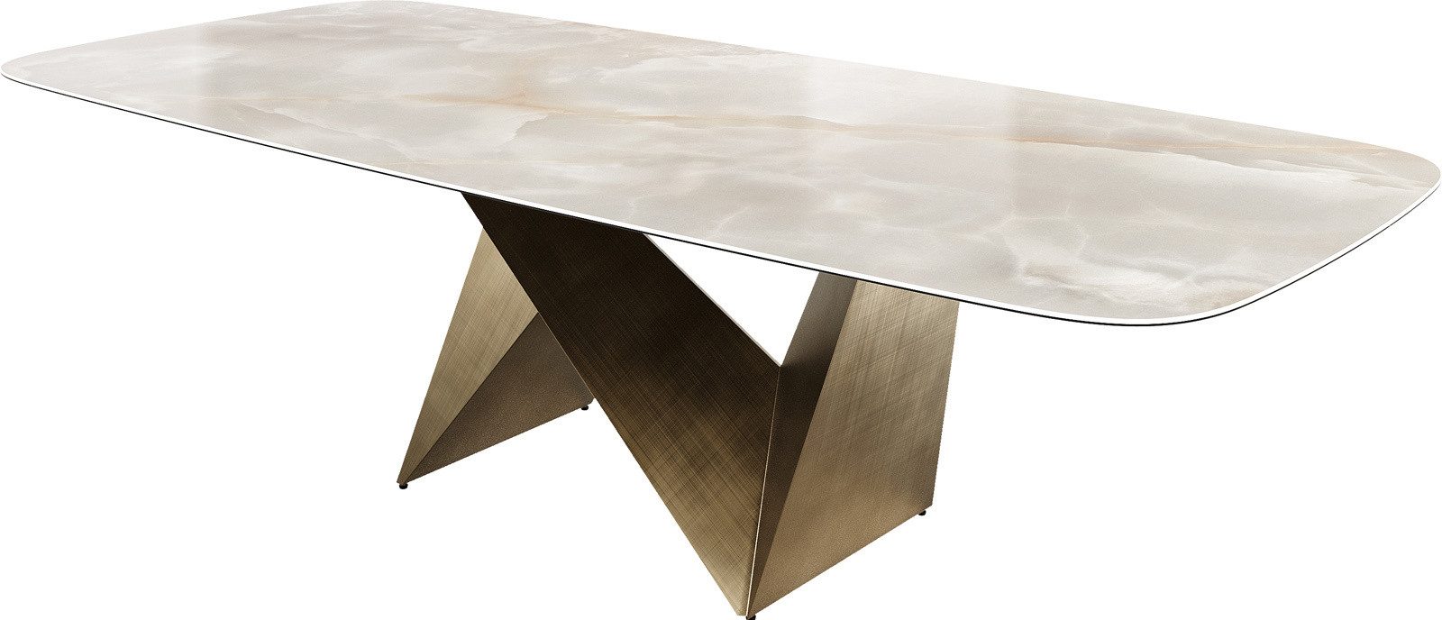 DELIFE Esstisch Edge, Boot 270x120 cm Keramik Iris FMG Onice Grigio Origami Metallic Gold