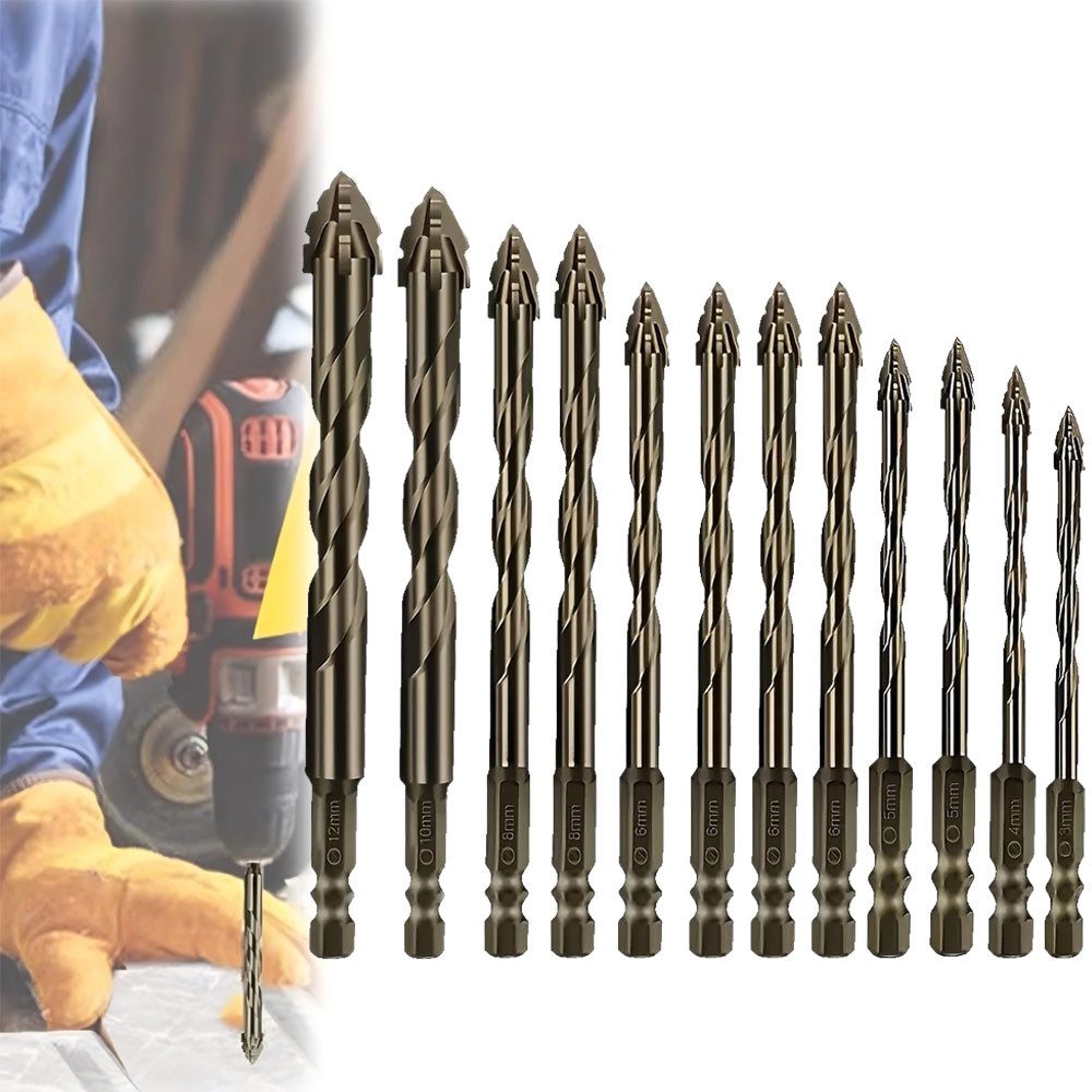 JOYOLEDER Fliesenbohrer 12-teiliger neuer vierschneidiger Sägezahn-Exzenter günstig online kaufen