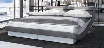 Sofa Dreams Boxspringbett Sahara Kunstleder Komplettbett Modern Hotelbett, inklusive LED Beleuchtung, Matratze und Topper