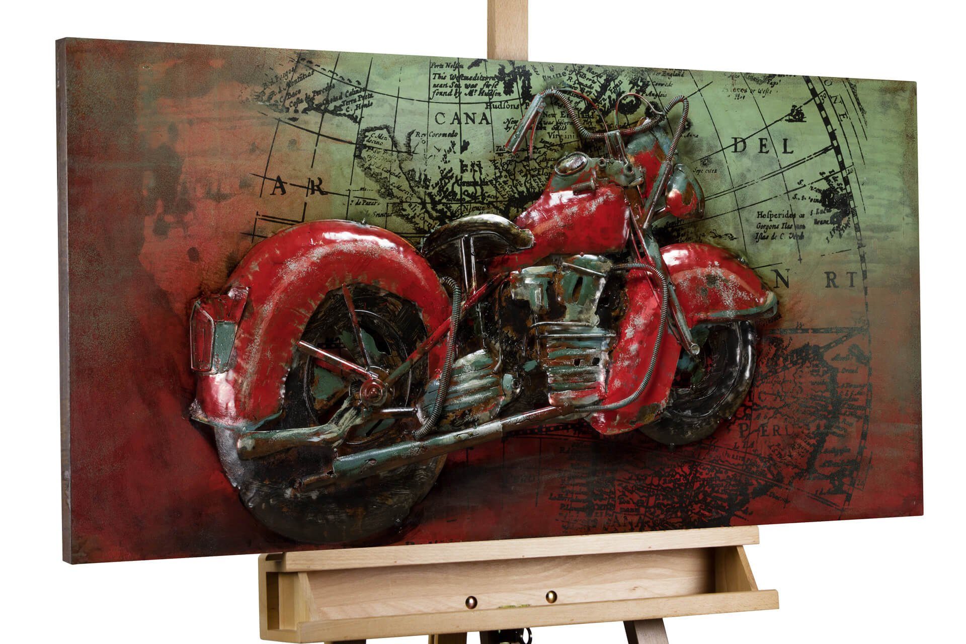 KUNSTLOFT Metallbild Eisernes Pferd 100x50 cm, handgefertiges Wandrelief 3D