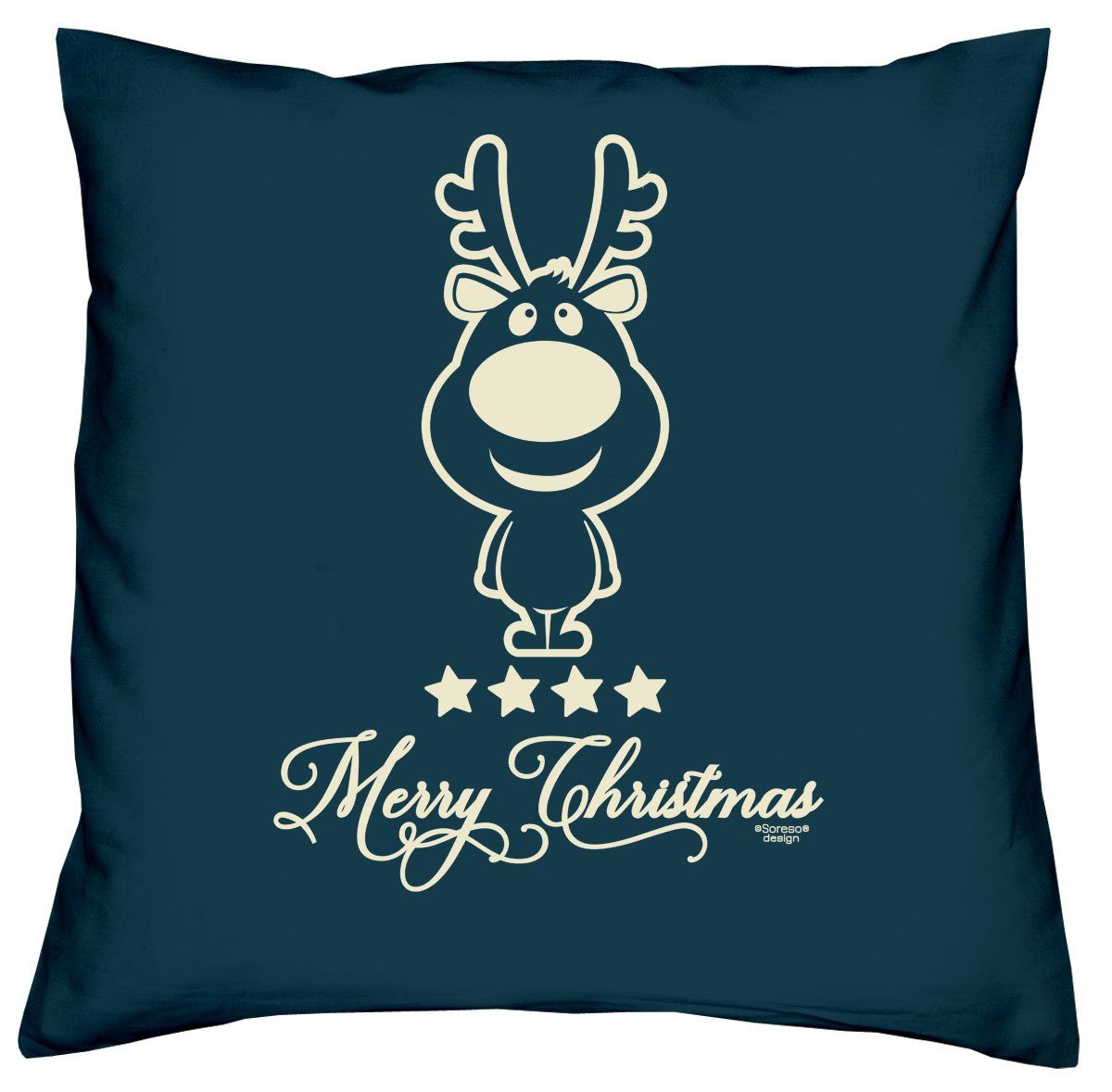 Soreso® Dekokissen Kissen Christmas Kissenbezug und Füllung, Weihnachtsgeschenk navy-blau