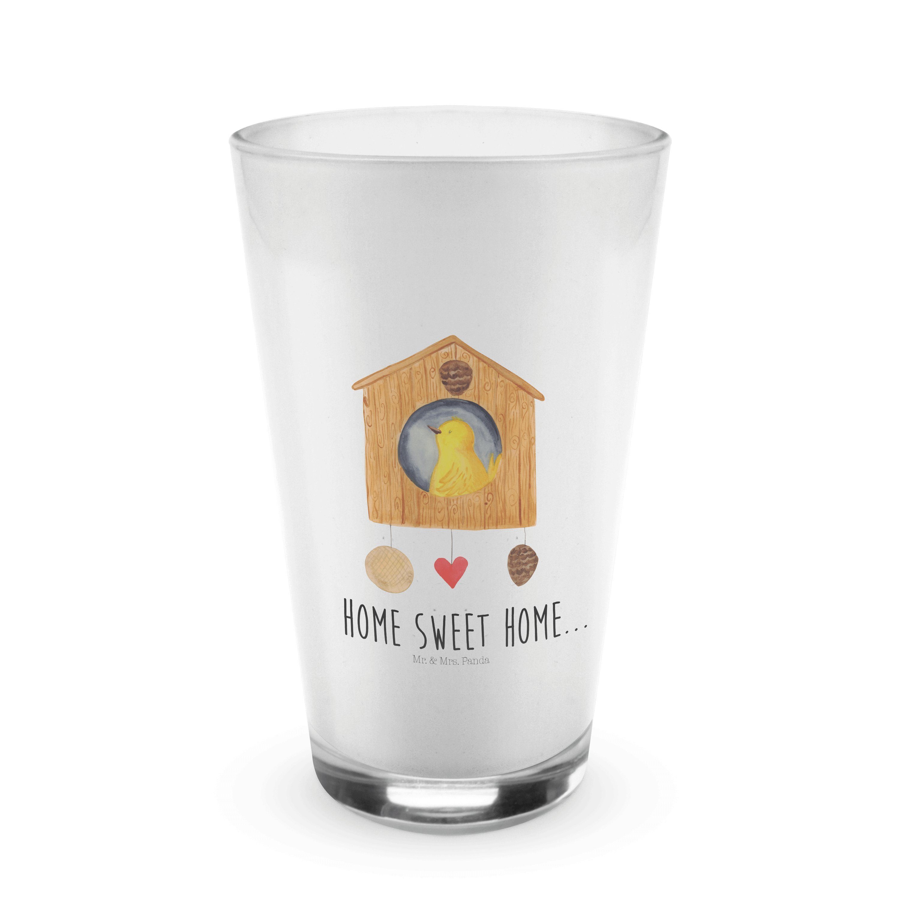 Mr. & Mrs. Panda Glas Vogelhaus sweet Home - Transparent - Geschenk, Latte Macchiato, Tierm, Premium Glas