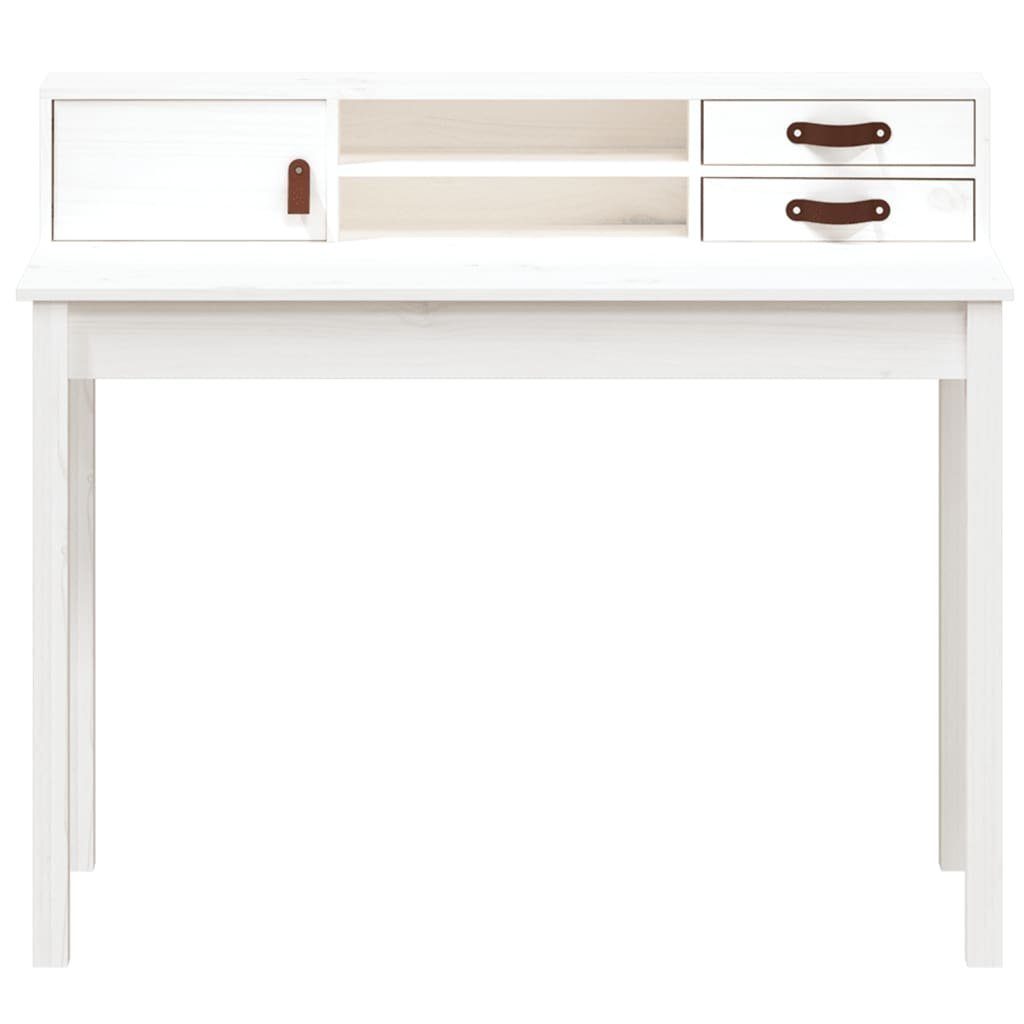 vidaXL Schreibtisch Schreibtisch Weiß 110x50x93 Weiß Kiefer Massivholz cm | Weiß