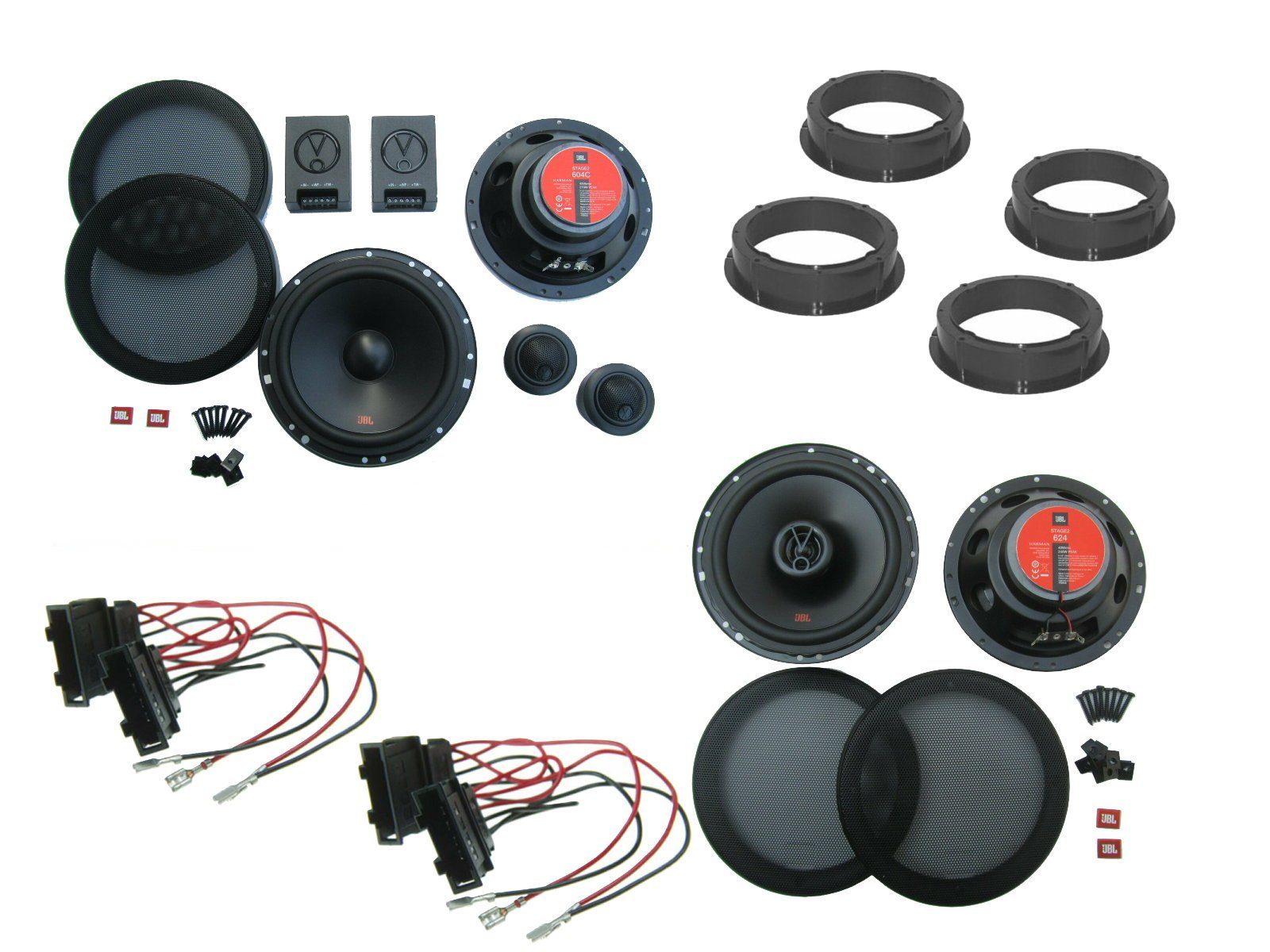 DSX JBL Lautsprecher Set für VW Golf 4 Bj 97-06 Tür vorn hinten 510 Watt  Auto-Lautsprecher (85 W)