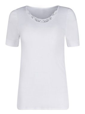 HUBER Unterhemd Damen Shirt kurzarm Cotton Embroidery (Stück, 1-St) nahtlos