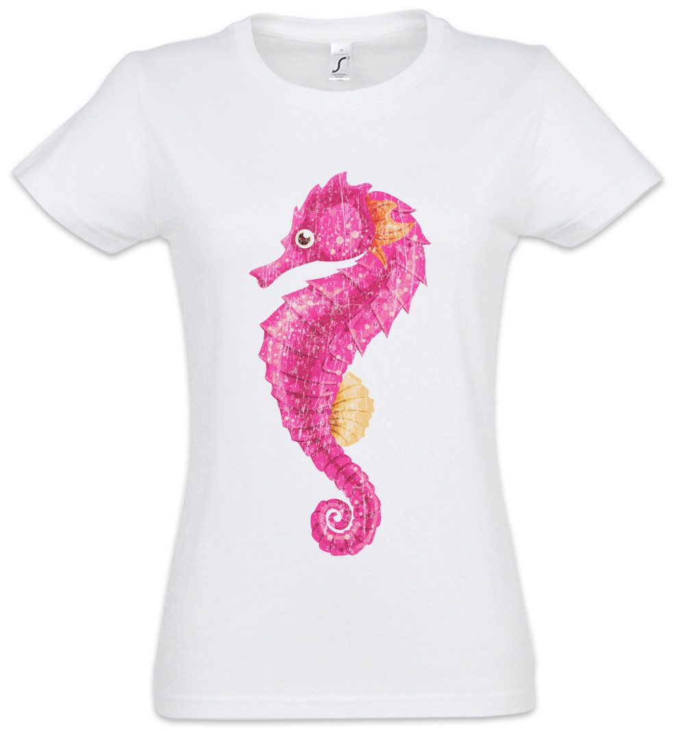 Urban Backwoods Print-Shirt Pink Seahorse Damen T-Shirt Seepferdchen Tattoo günstig online kaufen