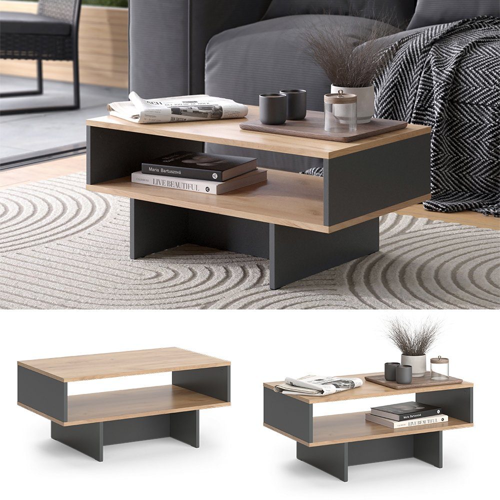 Vicco Couchtisch Josef, Anthrazit/Goldkraft Eiche, 80 günstig online kaufen