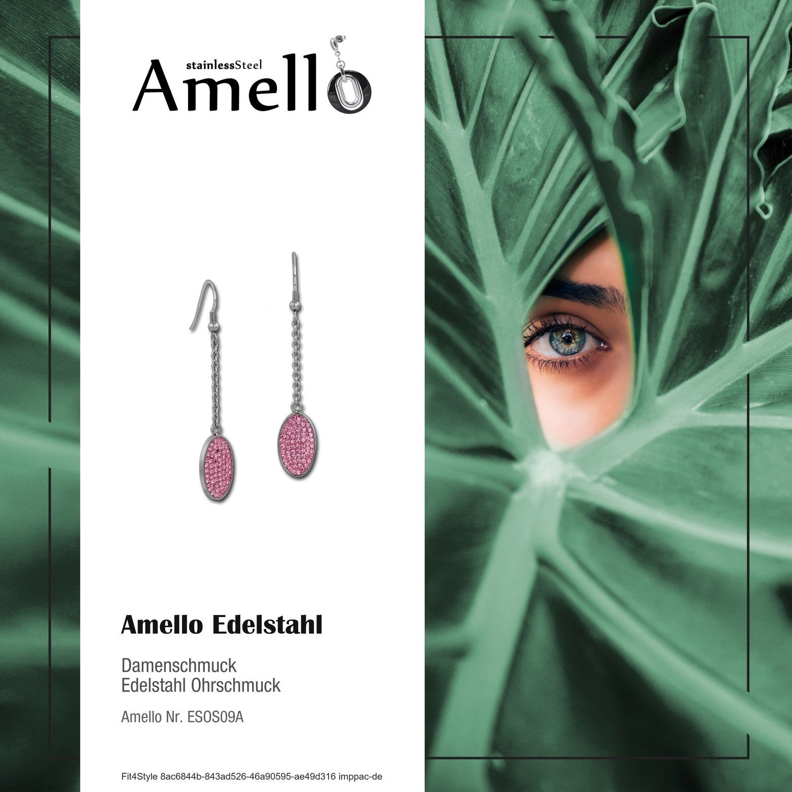 Amello Paar Ohrhänger Amello Ohrringe Edelstahl Ohrhänger Oval (Ohrhänger), Damen Ohrhänger Oval Edelstahl (Stainless Steel), silberfarben, rosa