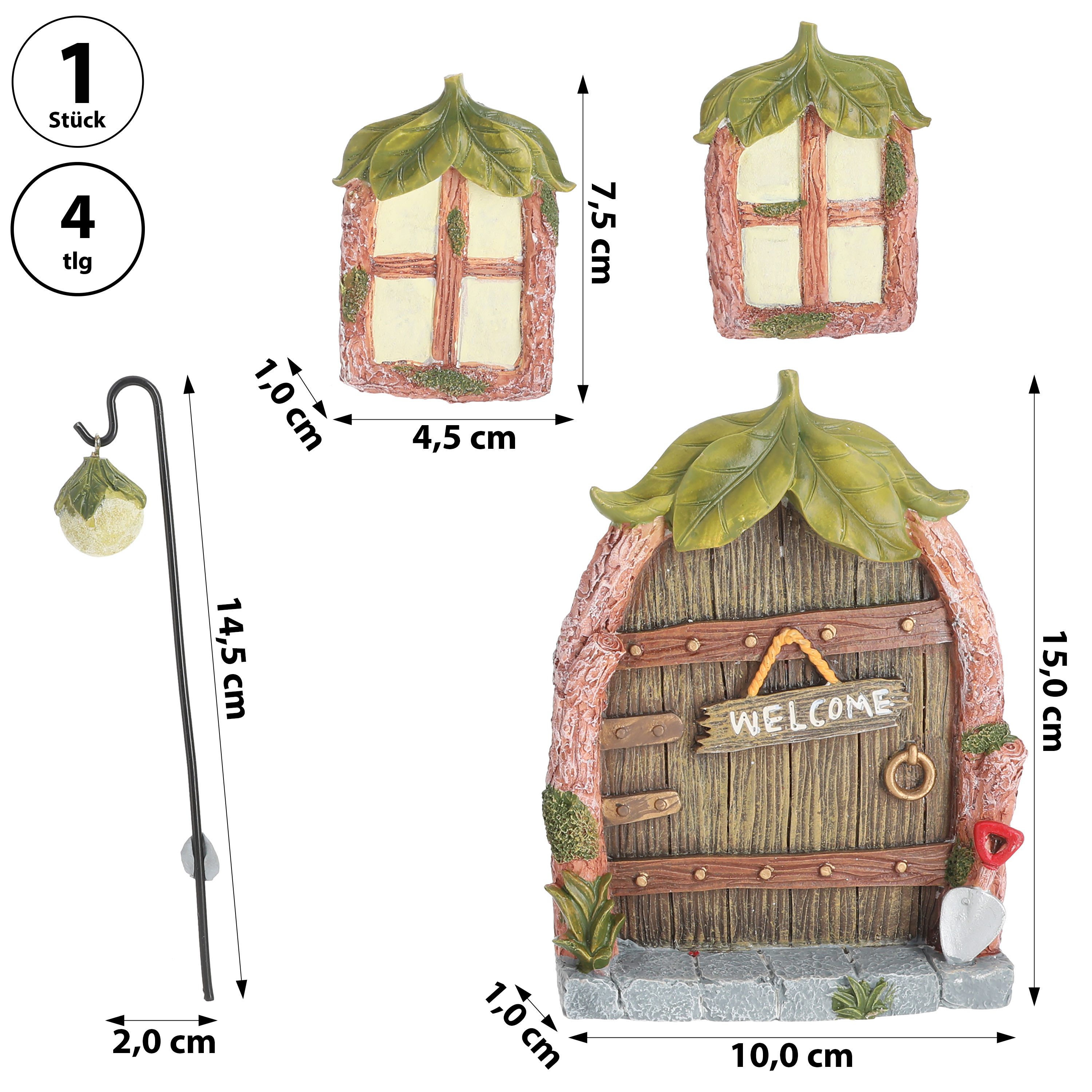 CEPEWA Gartenfigur Feentür 'Welcome' 4teilig Polyresin günstig online kaufen