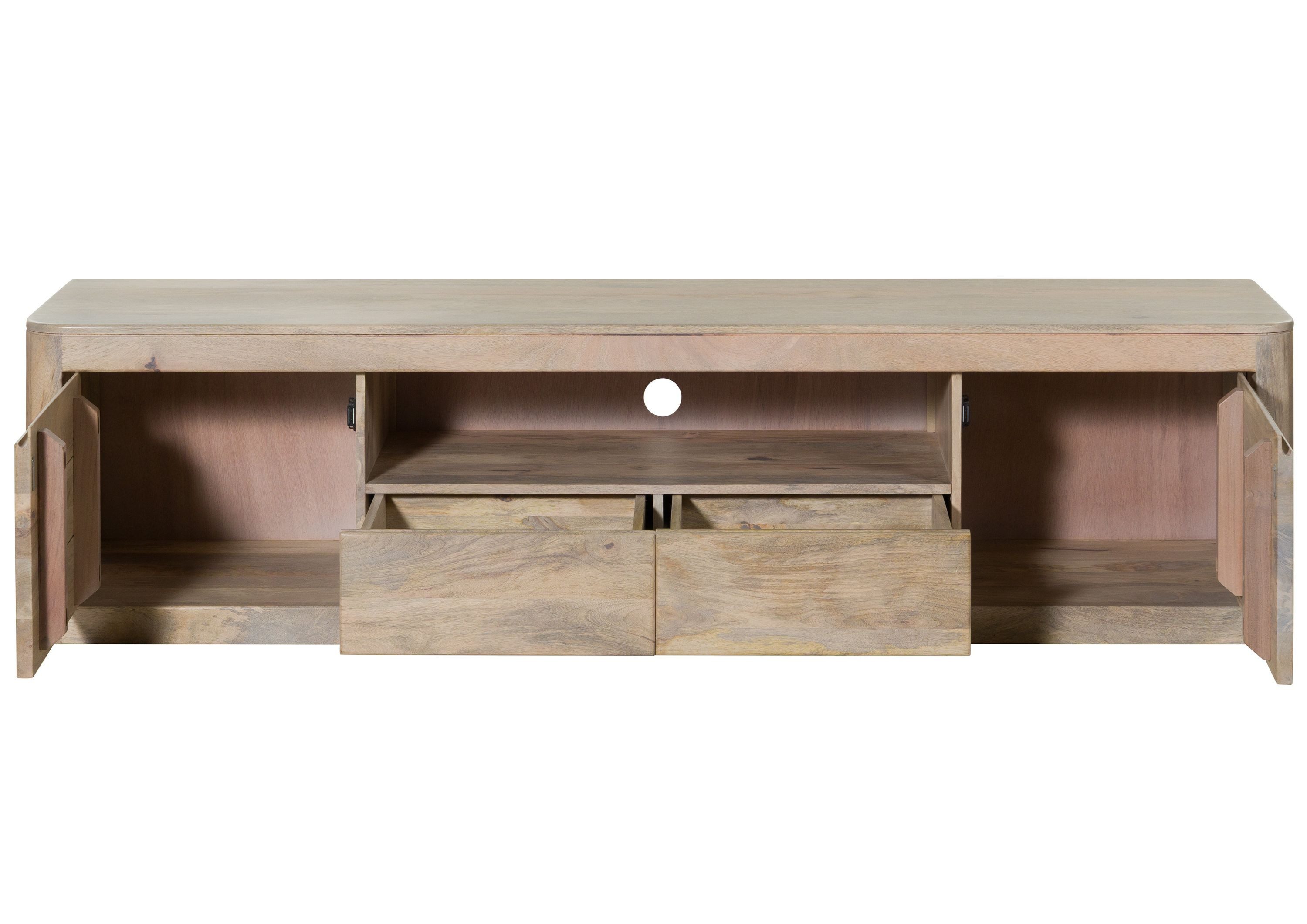 Massivmoebel24 TV-Board TORONTO (Massivholz), Mango 200x45x50 weiß lackiert TORONTO #351