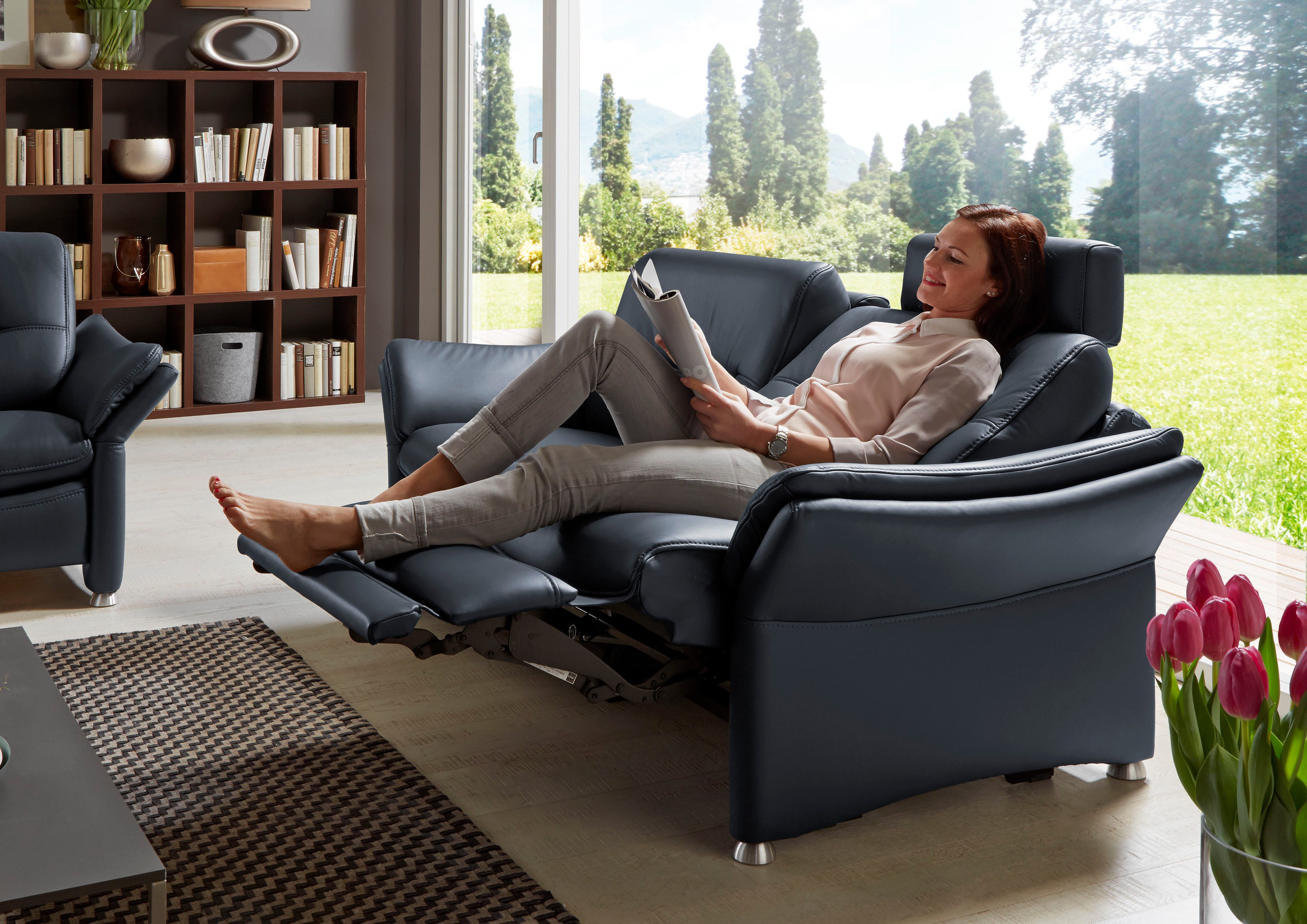 HUKLA 2,5-Sitzer HU-SF15058 Ledersofa, Breite 194 cm, aus Leder, optional Kopfstütze u. WallAway-Funktion