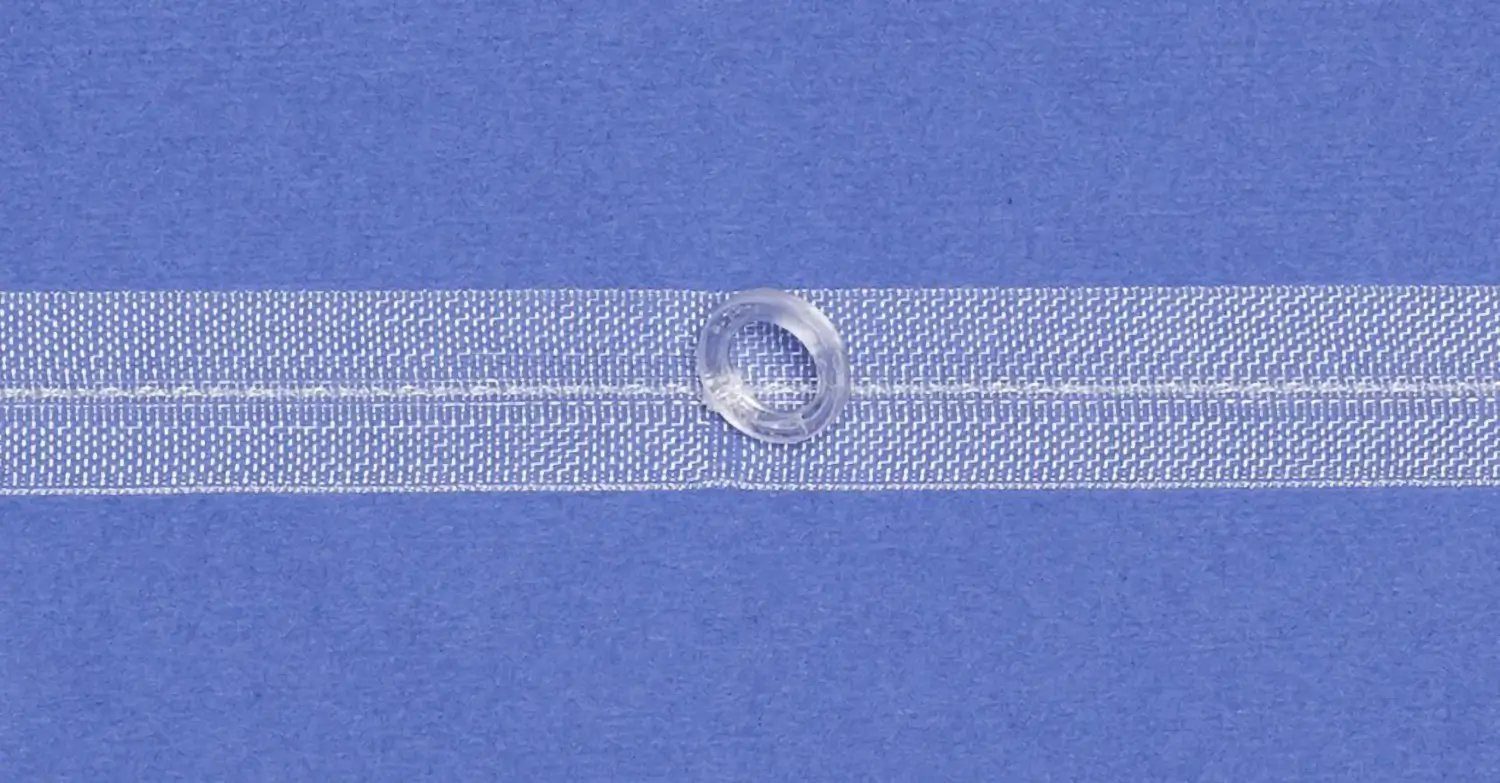 Stofferia Stoff Falt- und Raffrolloband Transparent 16mm Ringe 8/13mm, Meterware