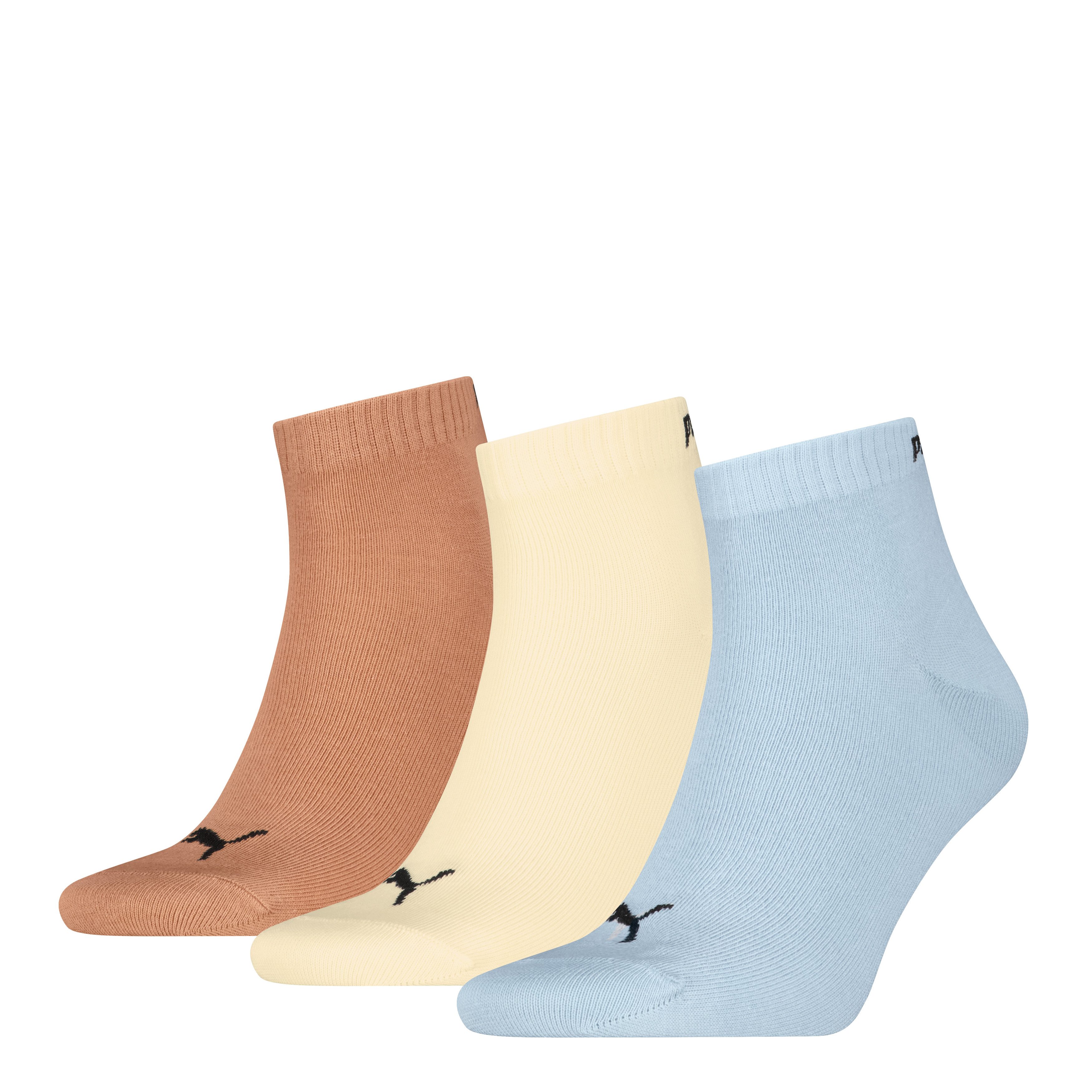 PUMA Kurzsocken PUMA UNISEX QUARTER PLAIN 3P (3 Paar) Atmungsaktiv, Rippenbündchen, weiche Baumwollmischung