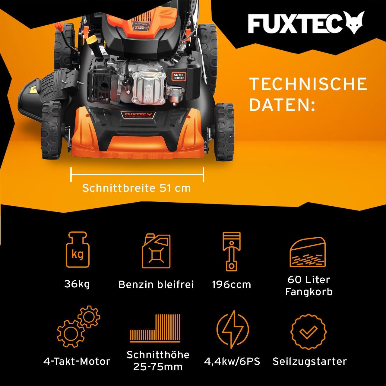 FUXTEC Benzinrasenmäher FX-RM5196PROSL, 50,1 cm Schnittbreite, 50 cm Schnit günstig online kaufen