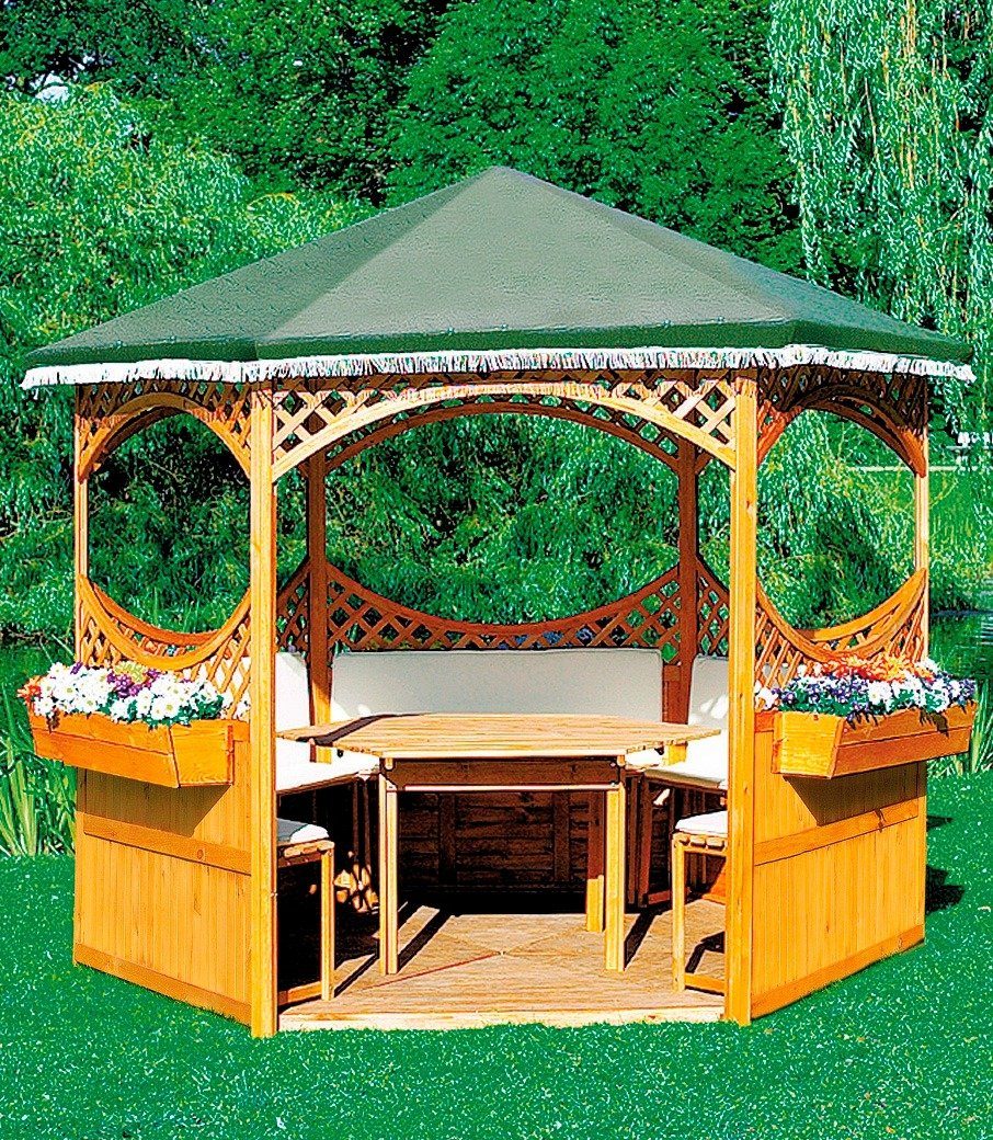 promadino Holzpavillon Palma, (Set), BxT: 308x308 cm, inkl. Brüstung