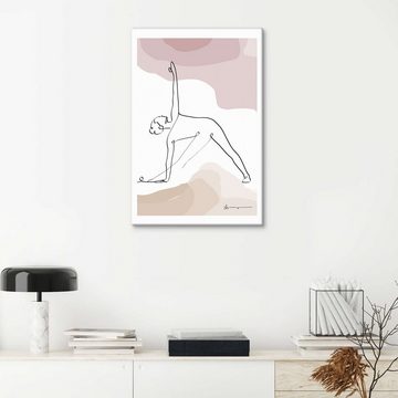 Posterlounge Leinwandbild Yoga In Art, Dreieck Pose (Trikonasana), Fitnessraum Minimalistisch Illustration