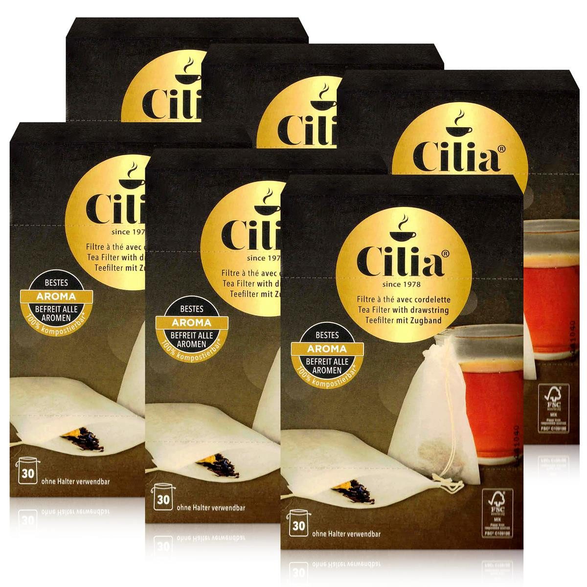 Cilia Teesieb CILIA Teefilter 30 Stück ohne Halter verwendbar (6er Pack)
