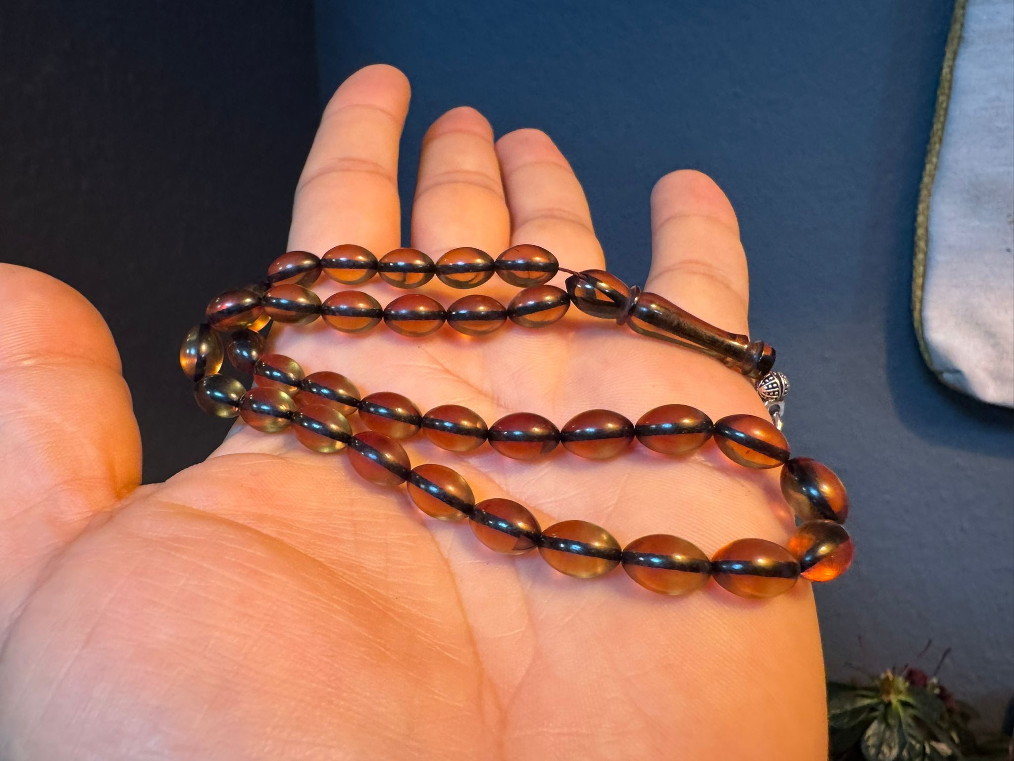 TesbihBid Kettenanhänger Osmanli grüne-schwarze gestreifte Gebetskette (Männergeschenk Vatertag, 33-tlg., Bakalite Subha Ates, Amber Prayerbeads Rosary Faturan), Gebetskette Tesbih Misbaha Tasbeeh