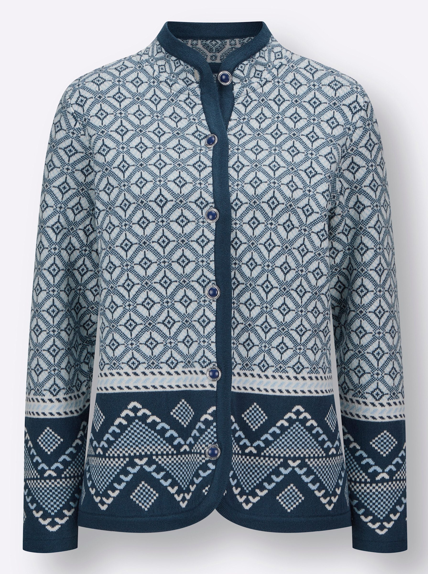 Sieh an! Strickjacke Strickjacke Langarm Jacquard