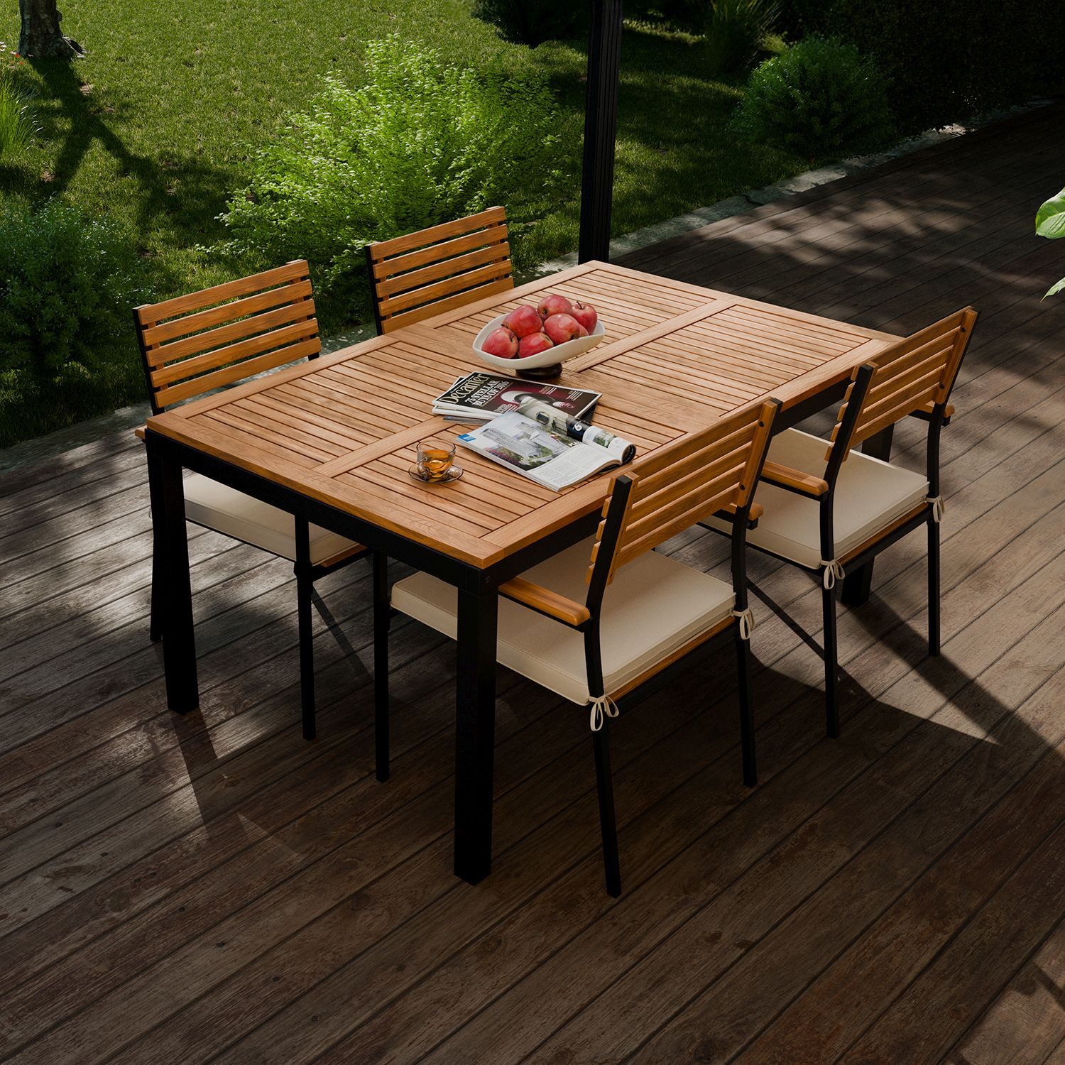 Juskys Garten-Essgruppe Rhodos, (5-tlg), mit Tisch, günstig online kaufen