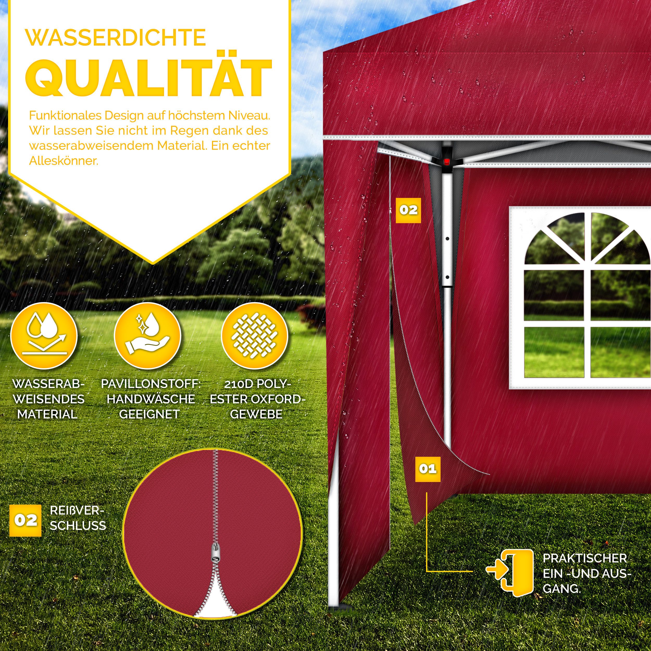 tillvex Pavillon tillvex® Pavillon 3x6m Wasserdicht Gartenzelt Faltpavillon Partyzelt, (Pavillon 3x6m wasserdicht, Gartenzelt UV Schutz 50), Partyzelt mit Tasch – Bild 5 von 5