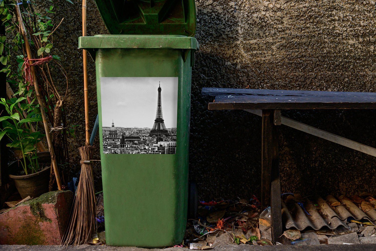 MuchoWow Wandsticker Die Mülltonne, Container, Skyline Mülleimer-aufkleber, Abfalbehälter von (1 Paris St), Sticker